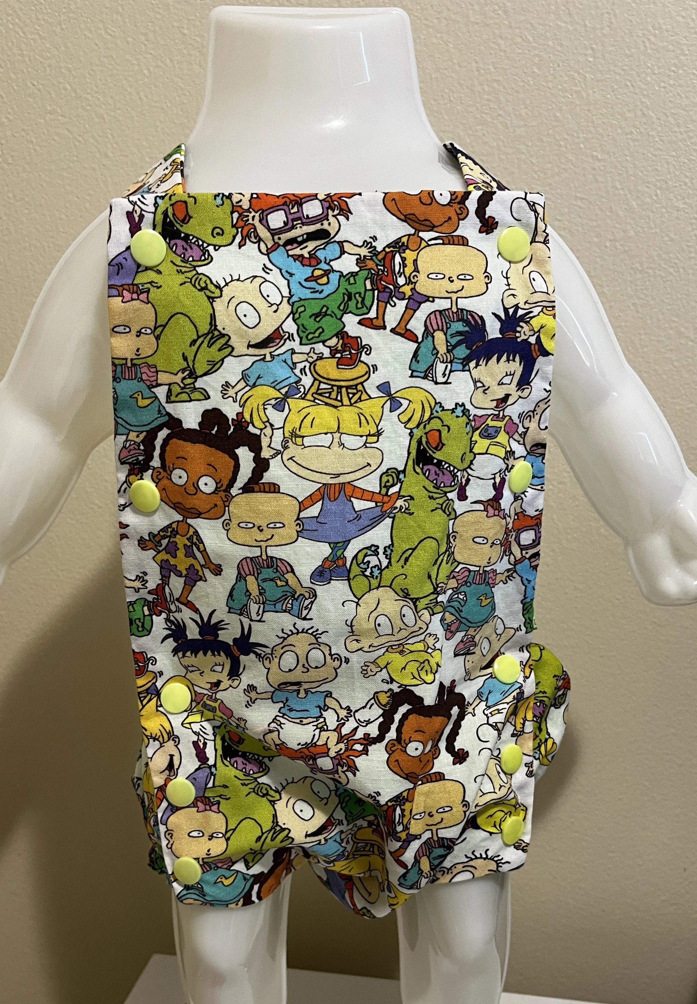 White Animated Childhood Character Overall Onesie - 18 months