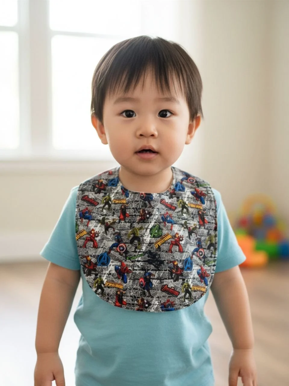 Black Superhero Baby Bib - 12-18 months