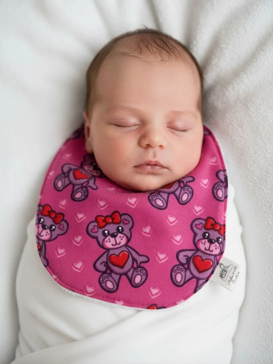 Pink Teddy Bear Baby Bib - 0-3 months