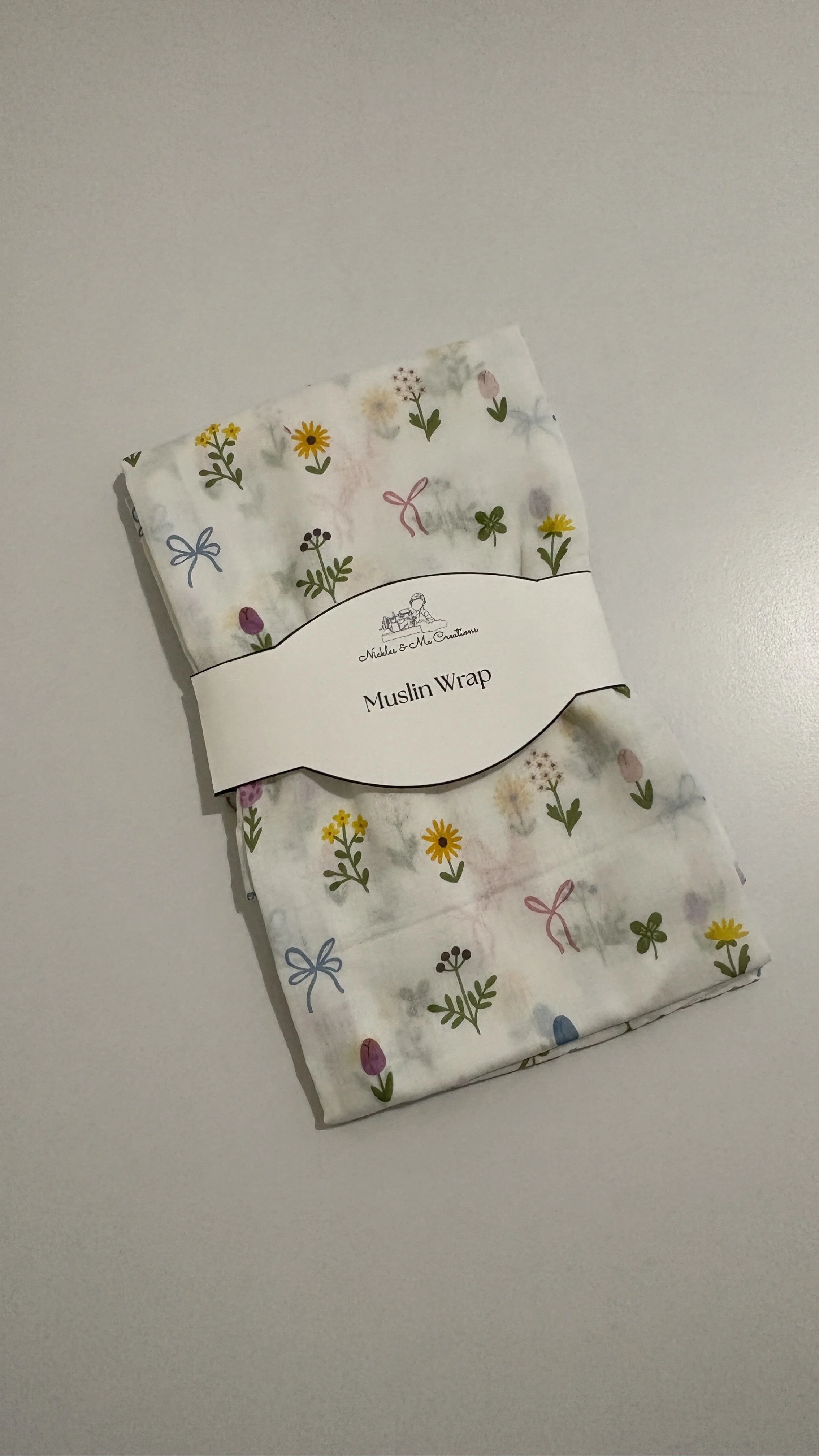 White Botanical Muslim Wrap