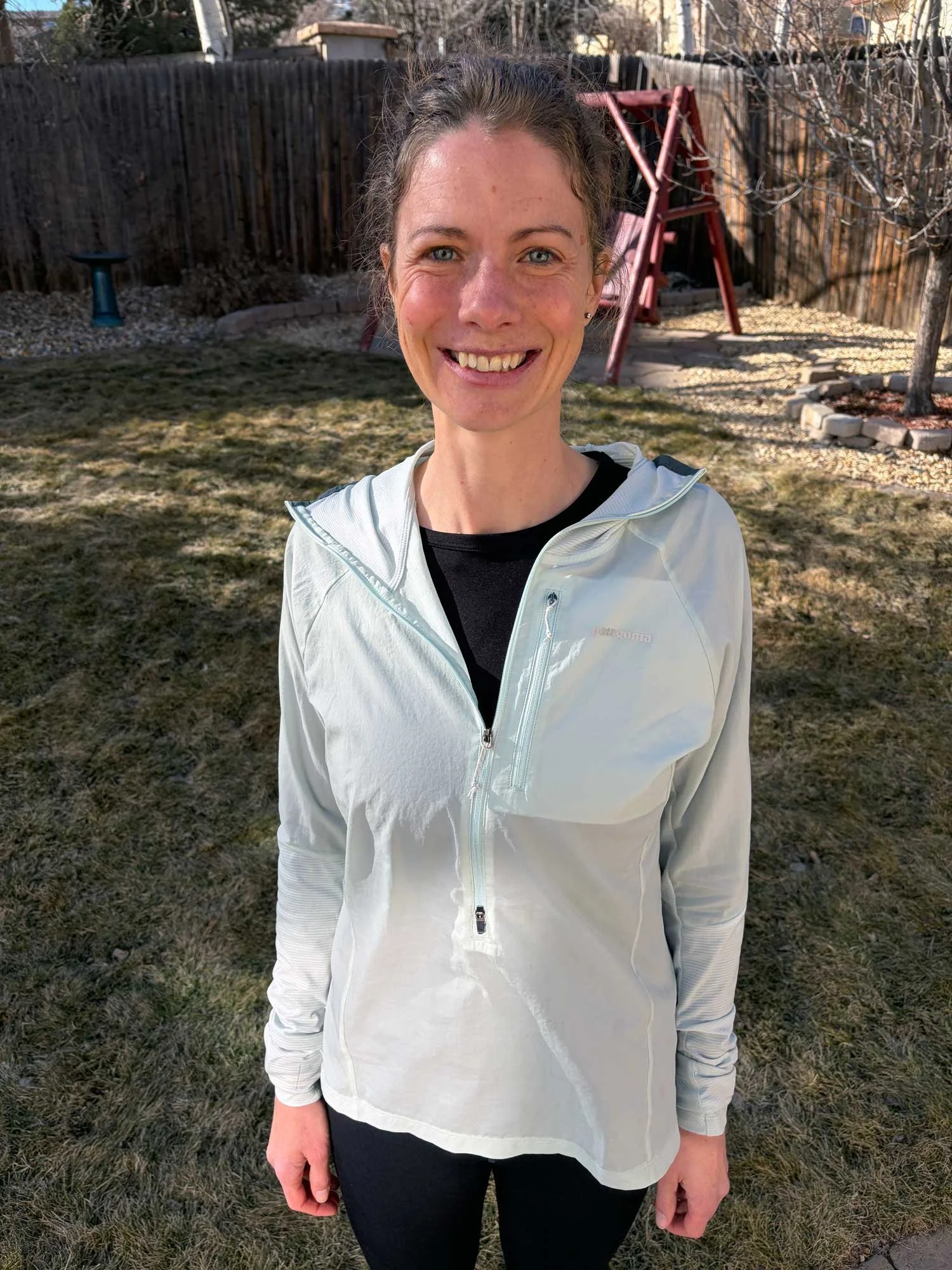 Woman wearing Airshed Pro Pullover