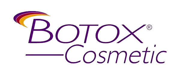 Logo for Botox Cosmetic featuring stylized text and a curved multi-colored arc.
