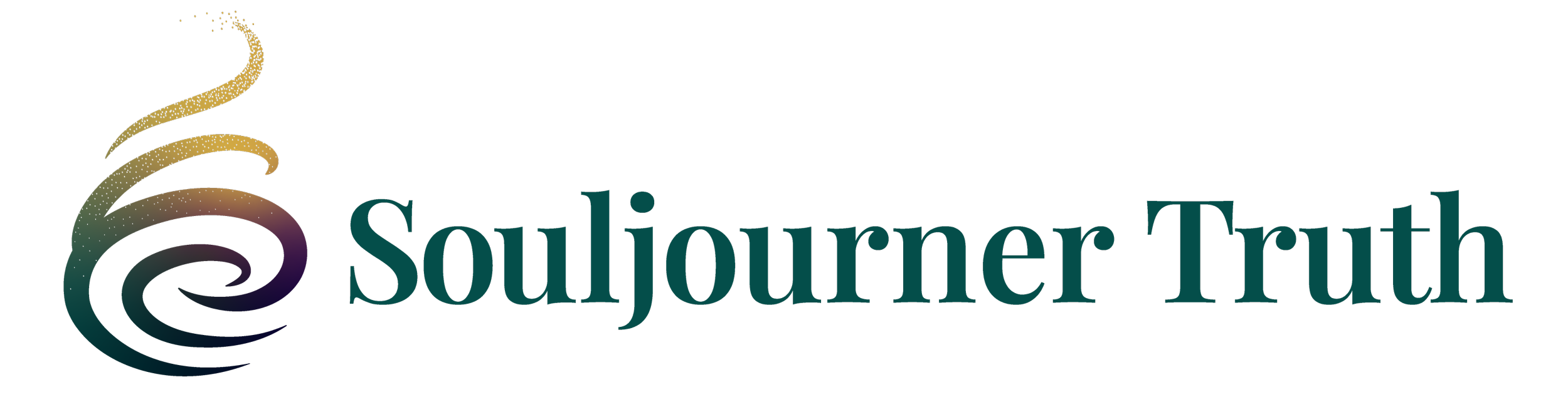 Logo with a stylized swirl on the left and the words 'Souljourner Truth' in stylized font on the right.