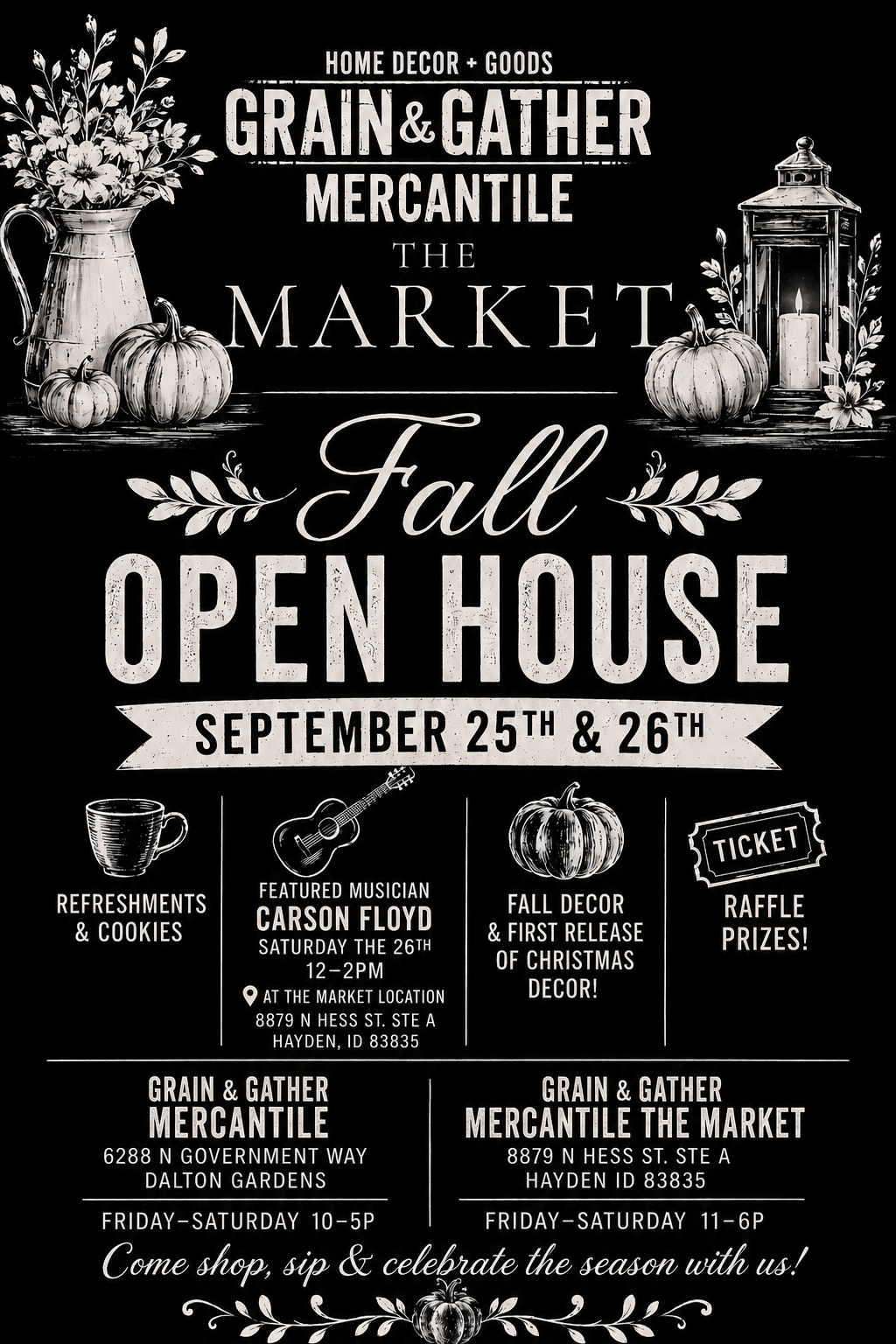 Grain & Gather Mercantile Fall Open House flyer - September 25 & 26