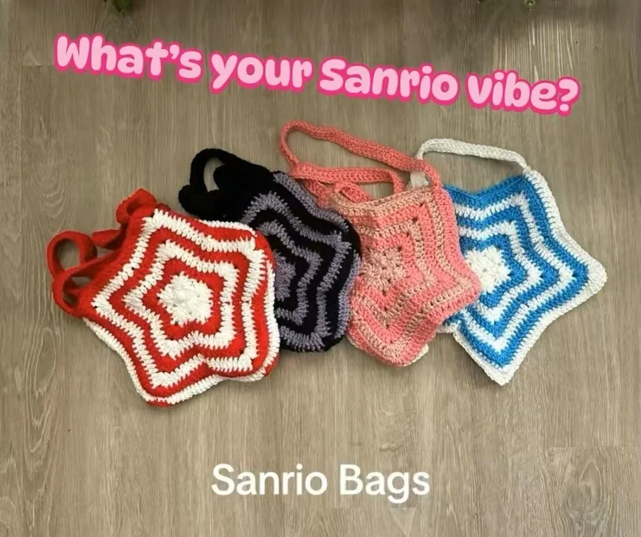 Are you a Hello Kitty or a Kuromi fan? 🌟 Show off your style with this unique star bag collection! 💫 Each bag is one of a kind, perfect for expressing your Sanrio vibe. Check out the shop link in my bio for details! What&rsquo;s your Sanrio vibe? #