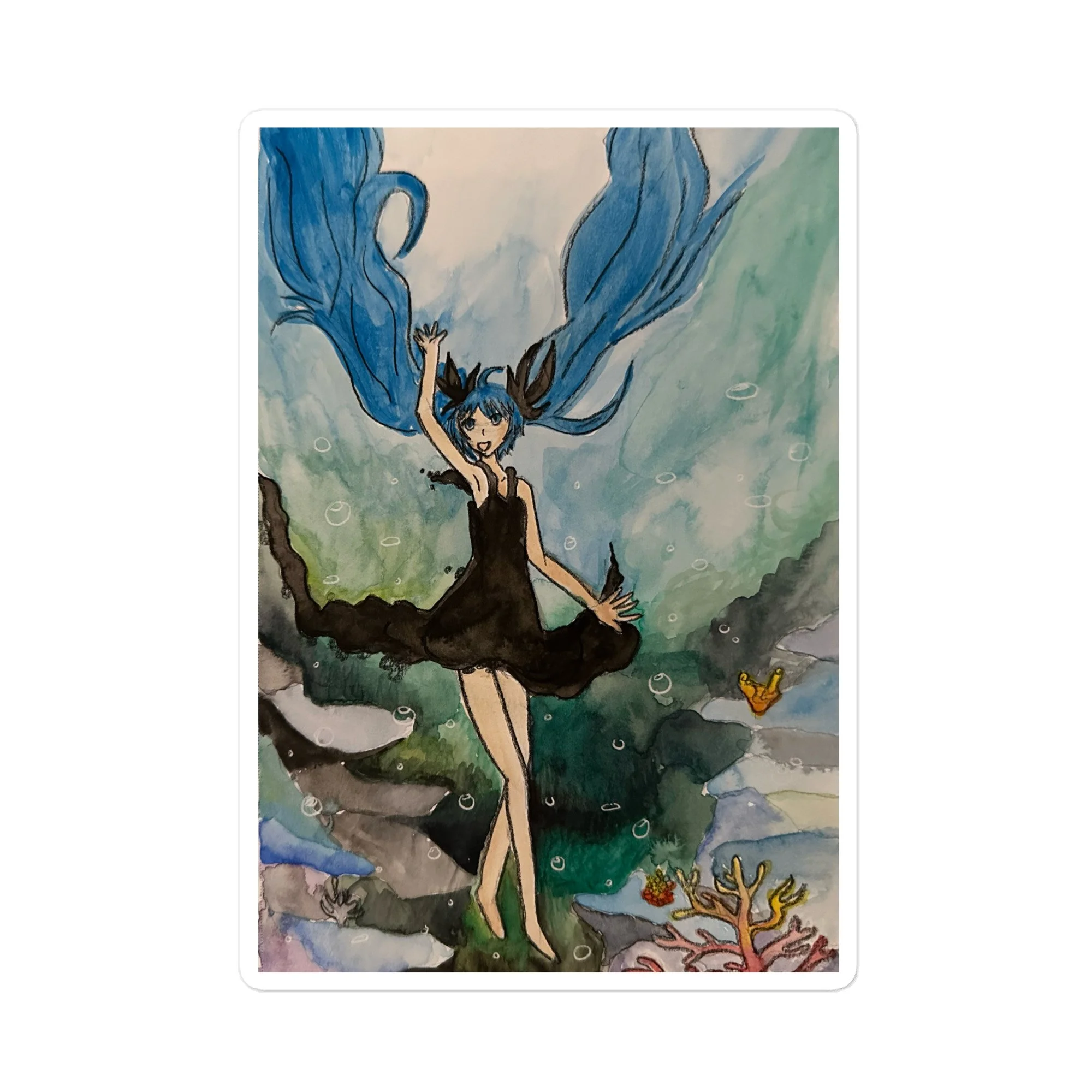 Hatsune Miku Deep Sea Girl Water Color Stickers