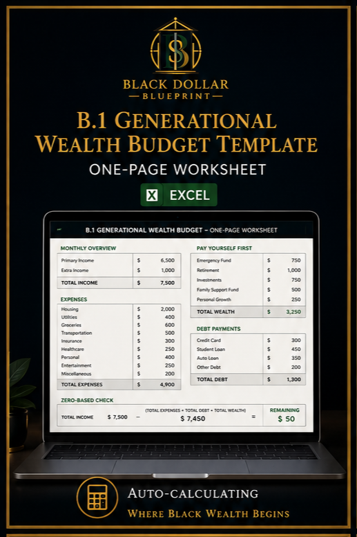 B.1 Generational Wealth Budget Template — One-Page Excel Worksheet