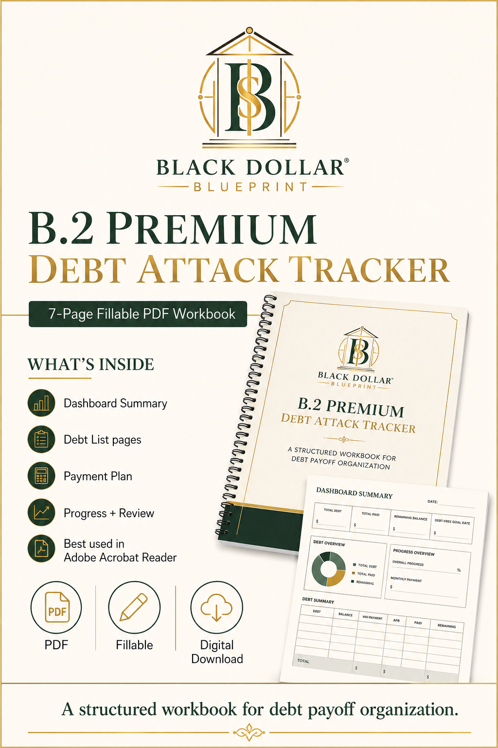B.2 Premium Debt Attack Tracker — Fillable PDF Workbook