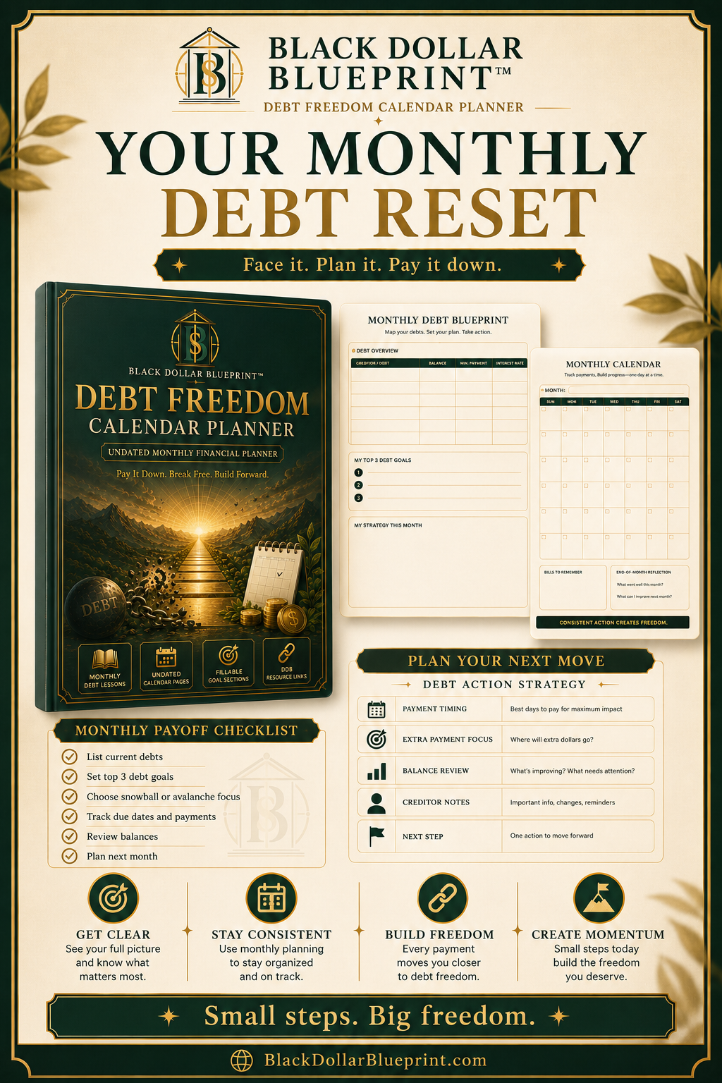Black Dollar Blueprint™ Debt Freedom Calendar Planner5