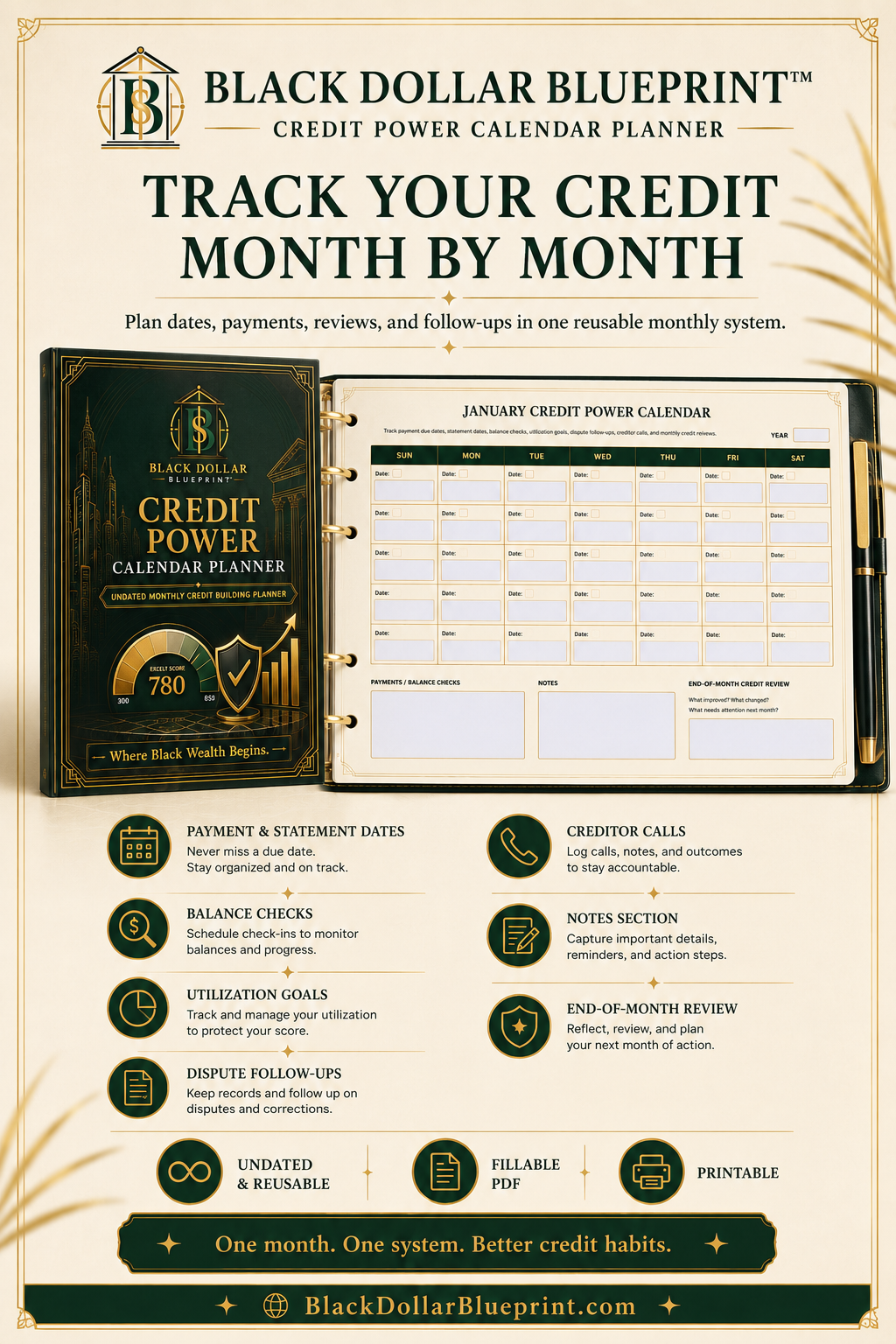 Black Dollar Blueprint™ Credit Power Calendar Planner6