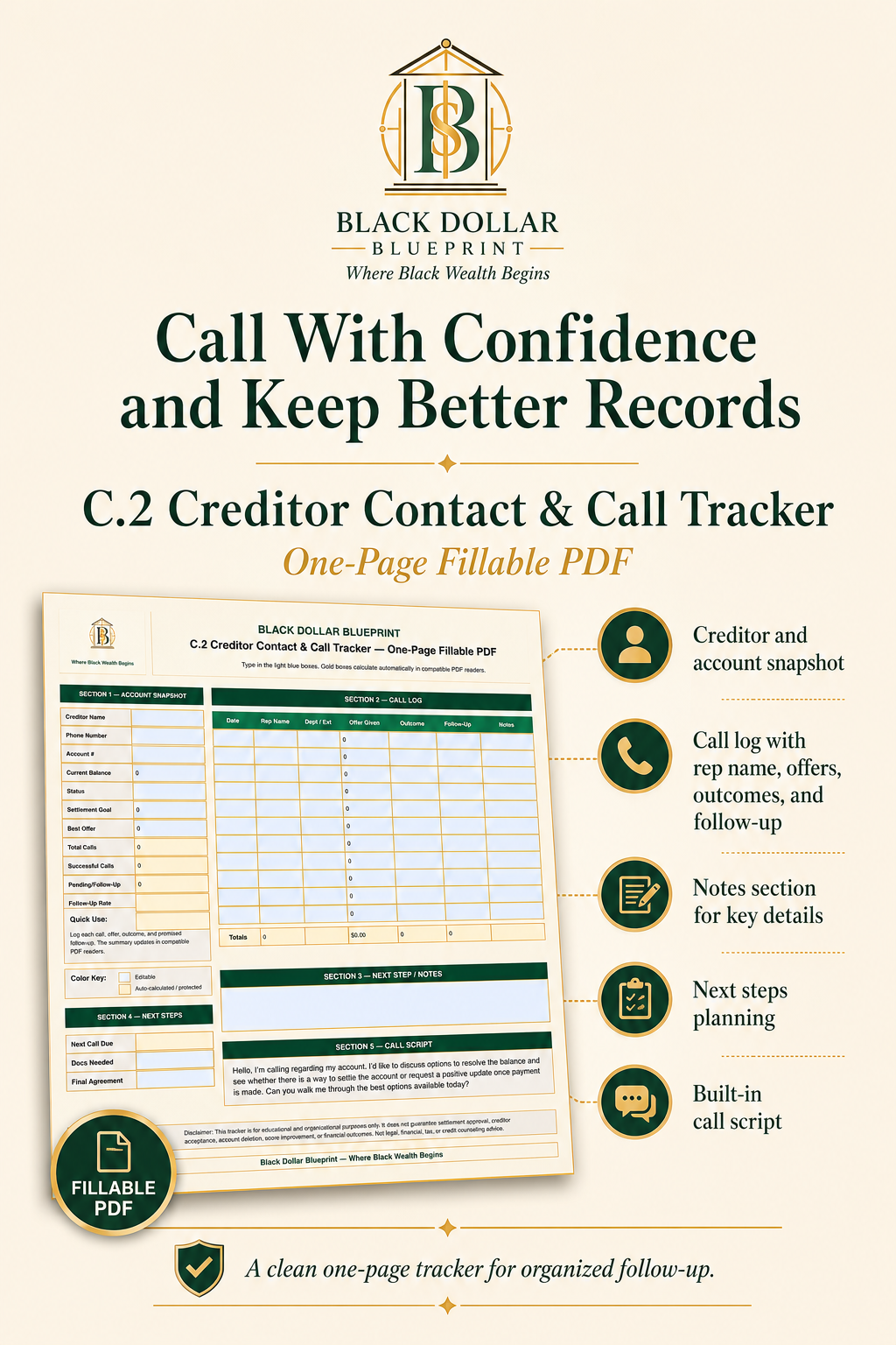 C.2 Creditor Contact & Call Tracker — Fillable PDF Worksheet1