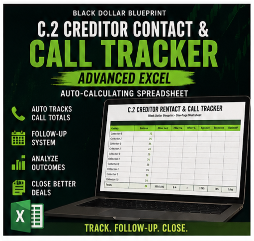 C.2 Creditor Call Tracker (Advanced Excel) – BDP Premium