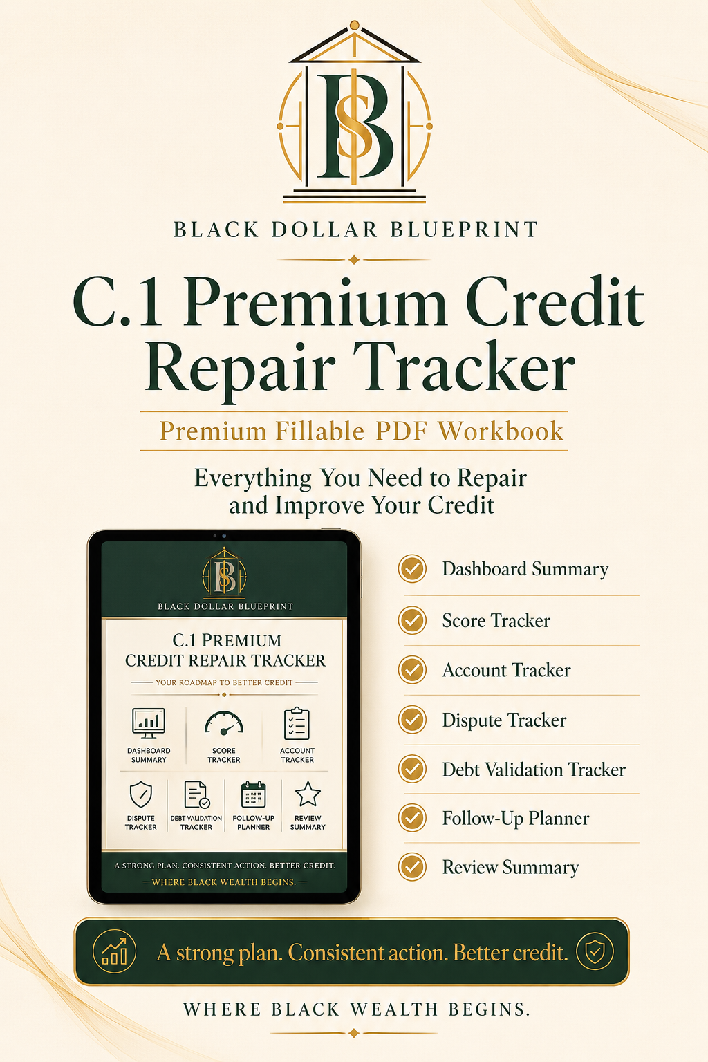 C.1 Premium Credit Repair Tracker — Fillable PDF Workbook 1