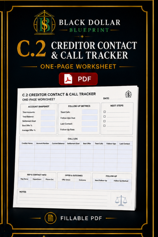 C.2 Creditor Contact & Call Tracker — Fillable PDF Worksheet