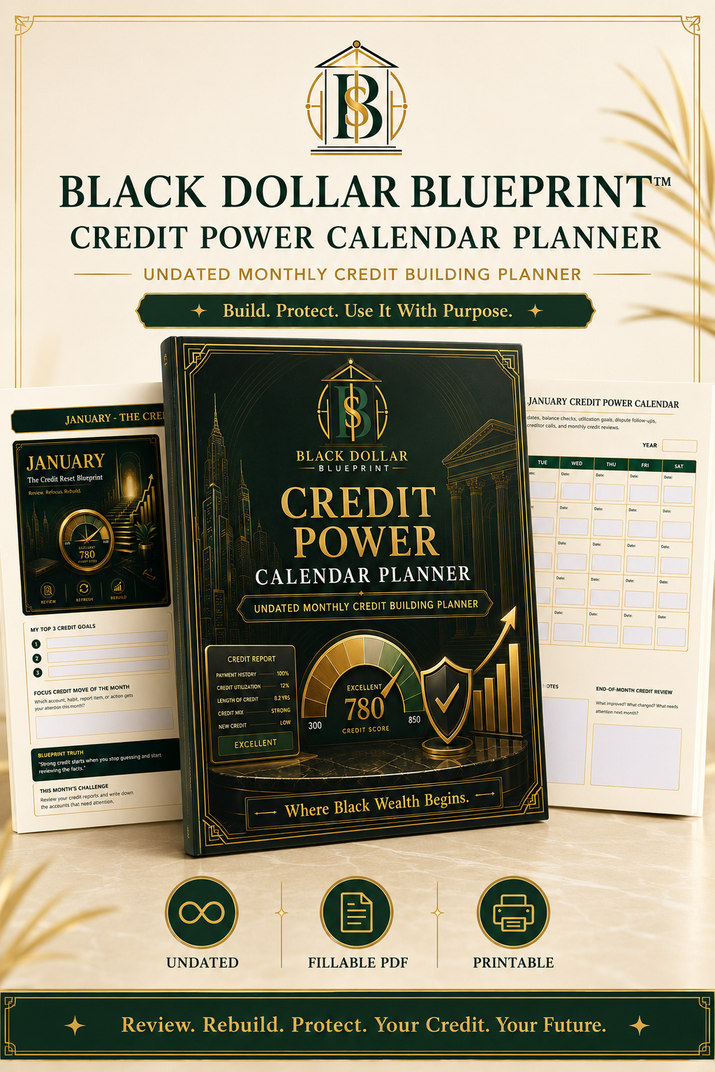 Black Dollar Blueprint™ Credit Power Calendar Planner