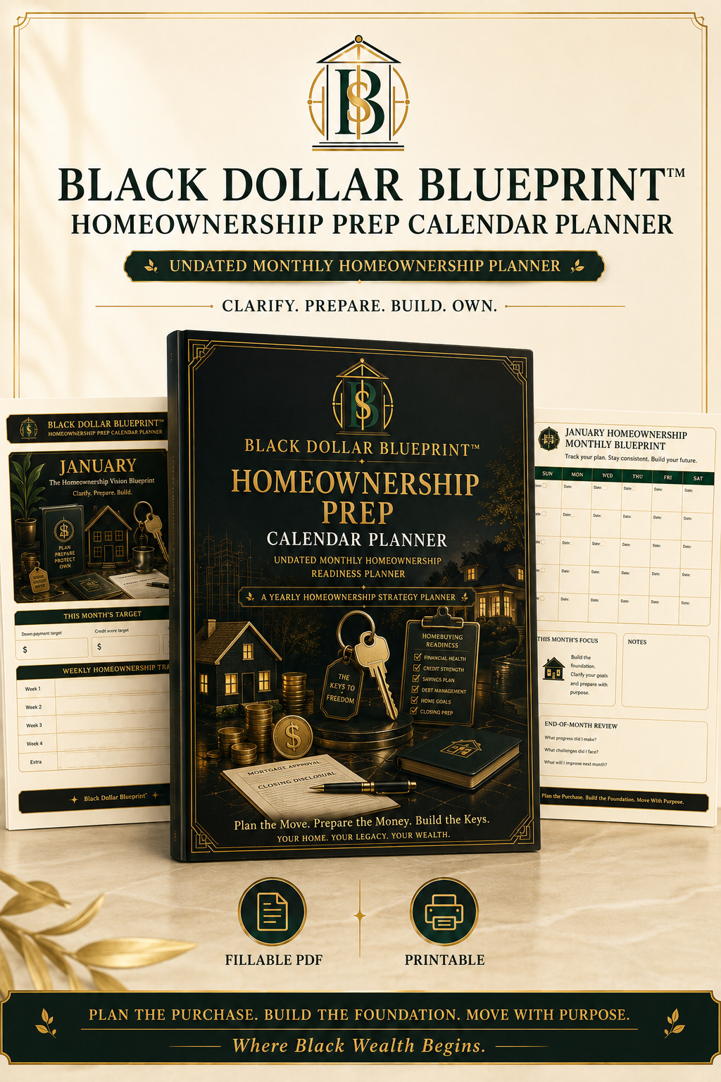 Black Dollar Blueprint™ Homeownership Prep Calendar Planner 1