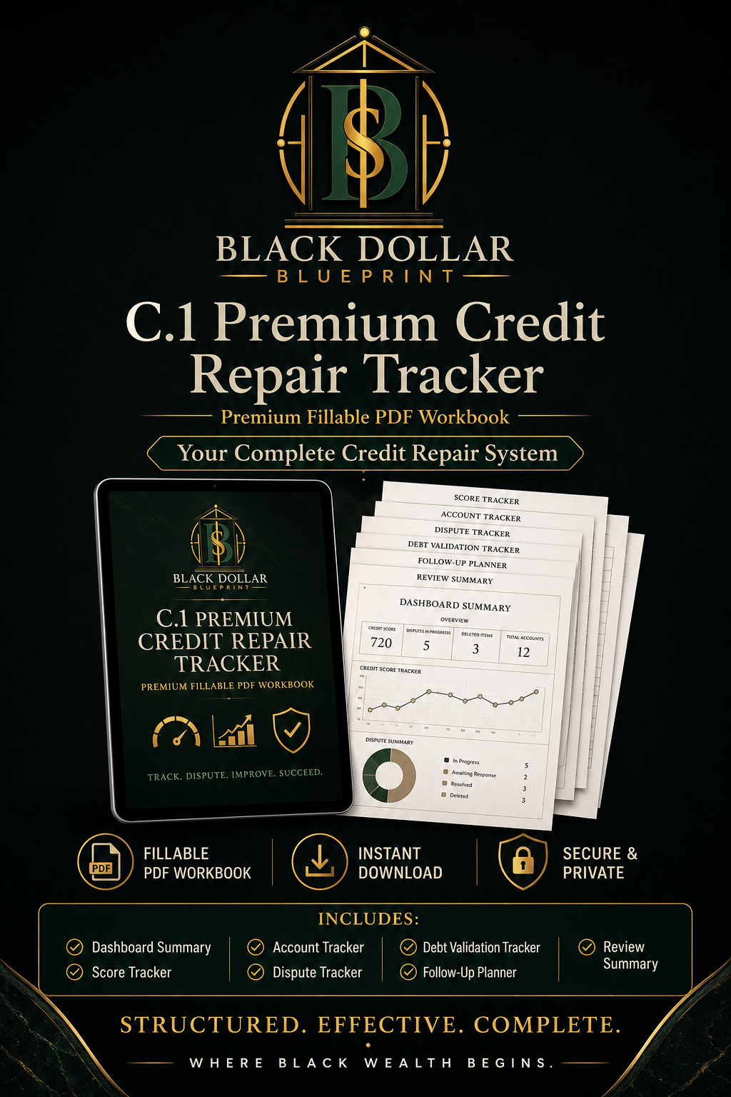 C.1 Premium Credit Repair Tracker — Fillable PDF Workbook 2