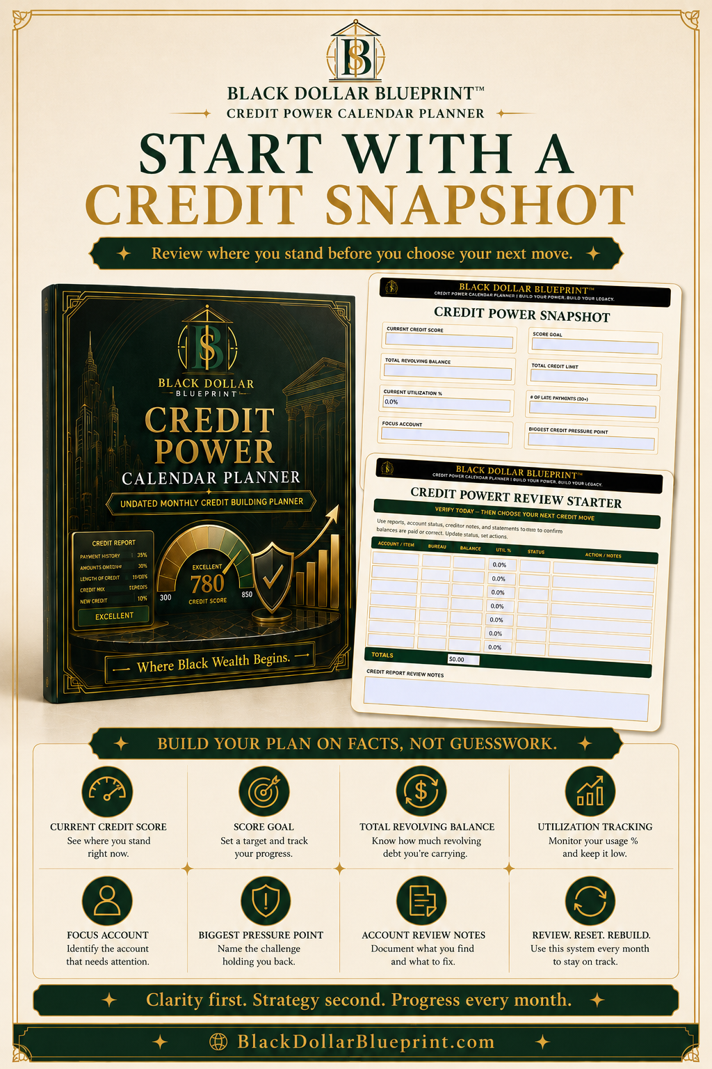 Black Dollar Blueprint™ Credit Power Calendar Planner