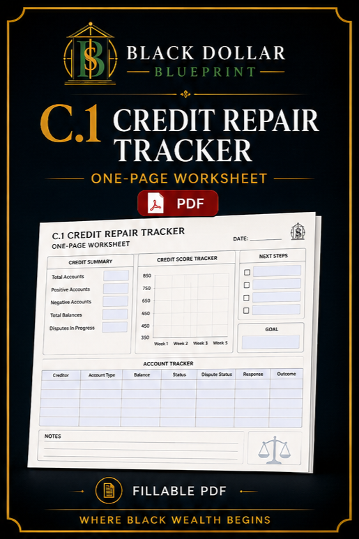 C.1 Credit Repair Tracker — Fillable PDF Worksheet