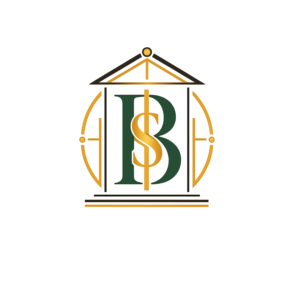 A stylized graphic of a dollar sign embedded in a building or clock tower with a triangular roof, illustrating financial or banking themes.