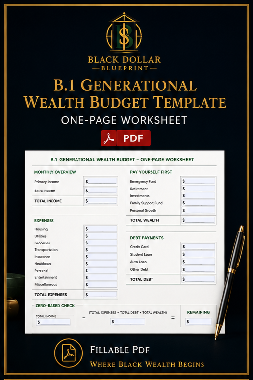 B.1 Generational Wealth Budget Template — One-Page Fillable PDF