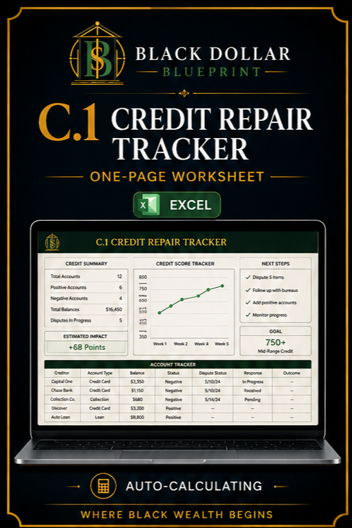 C.1 Credit Repair Tracker — Excel Worksheet