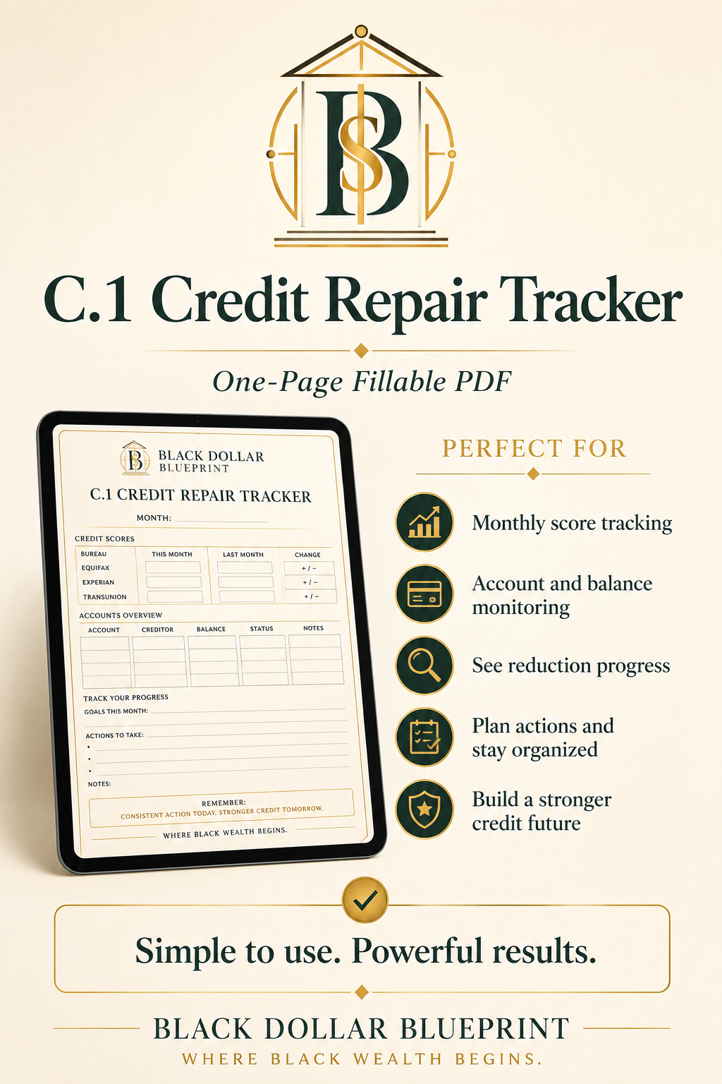 C.1 Credit Repair Tracker — Fillable PDF Worksheet