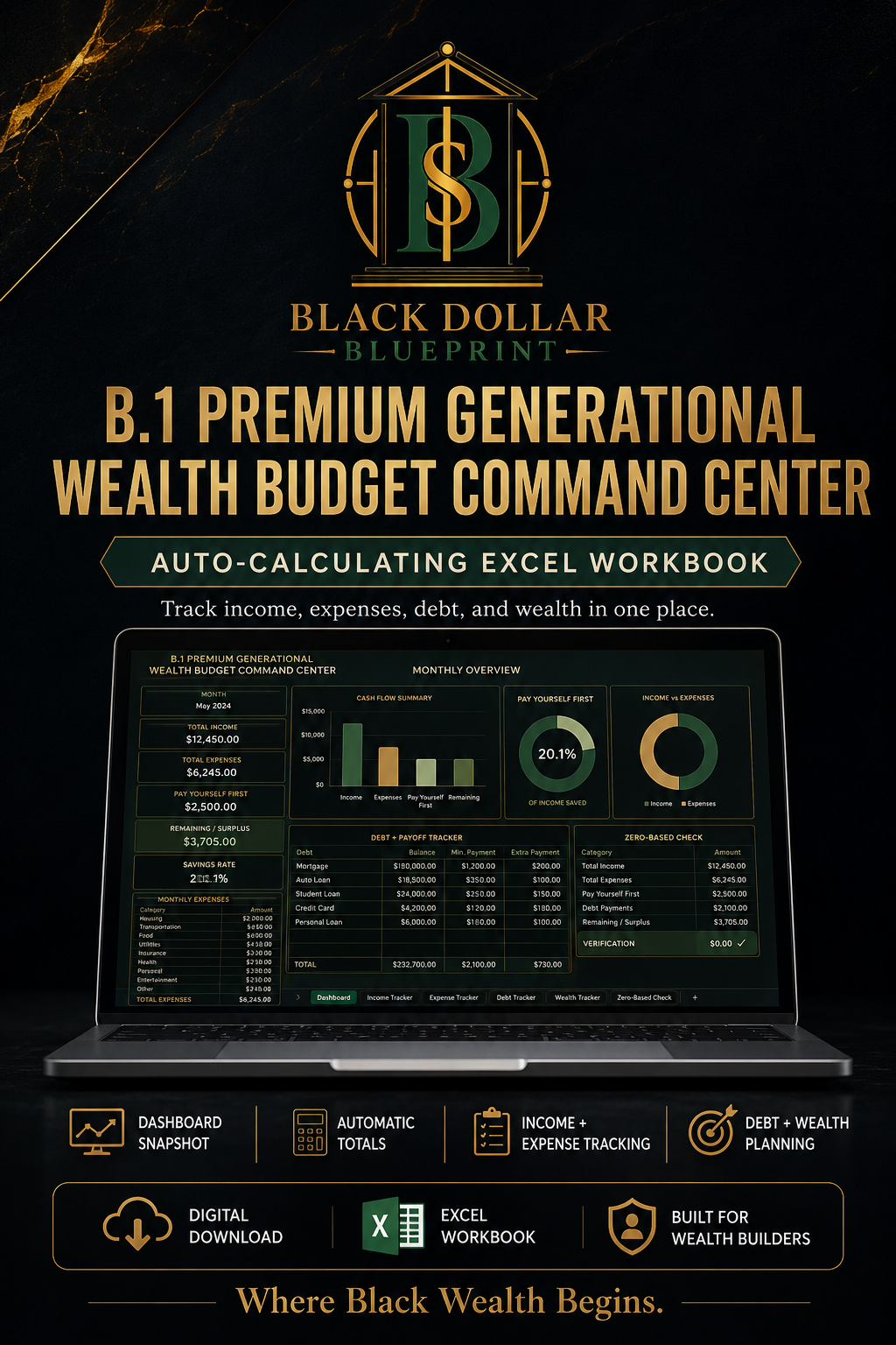 B.1 Premium Generational Wealth Budget Command Center — Excel Workbook