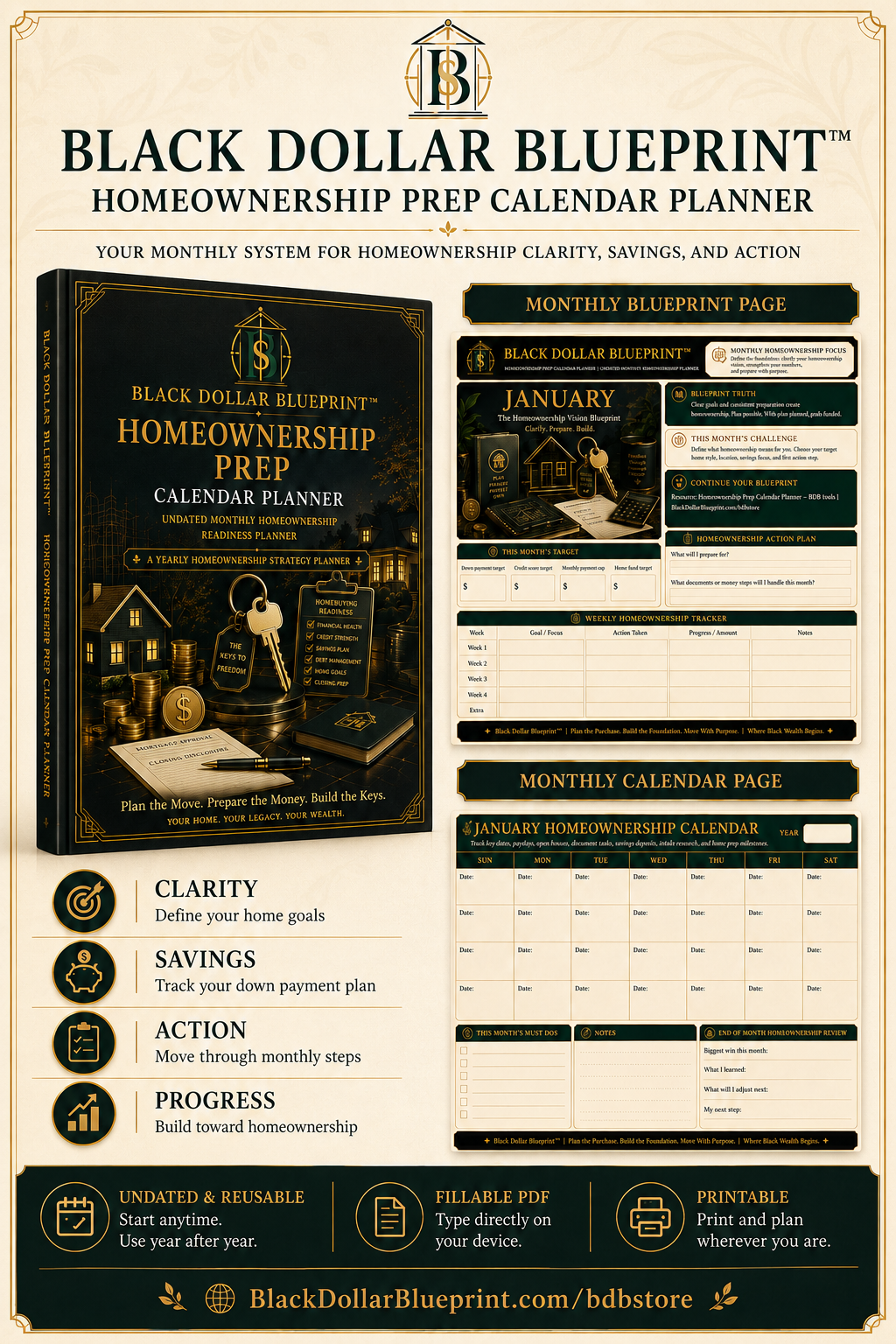 Black Dollar Blueprint™ Homeownership Prep Calendar Planner 5