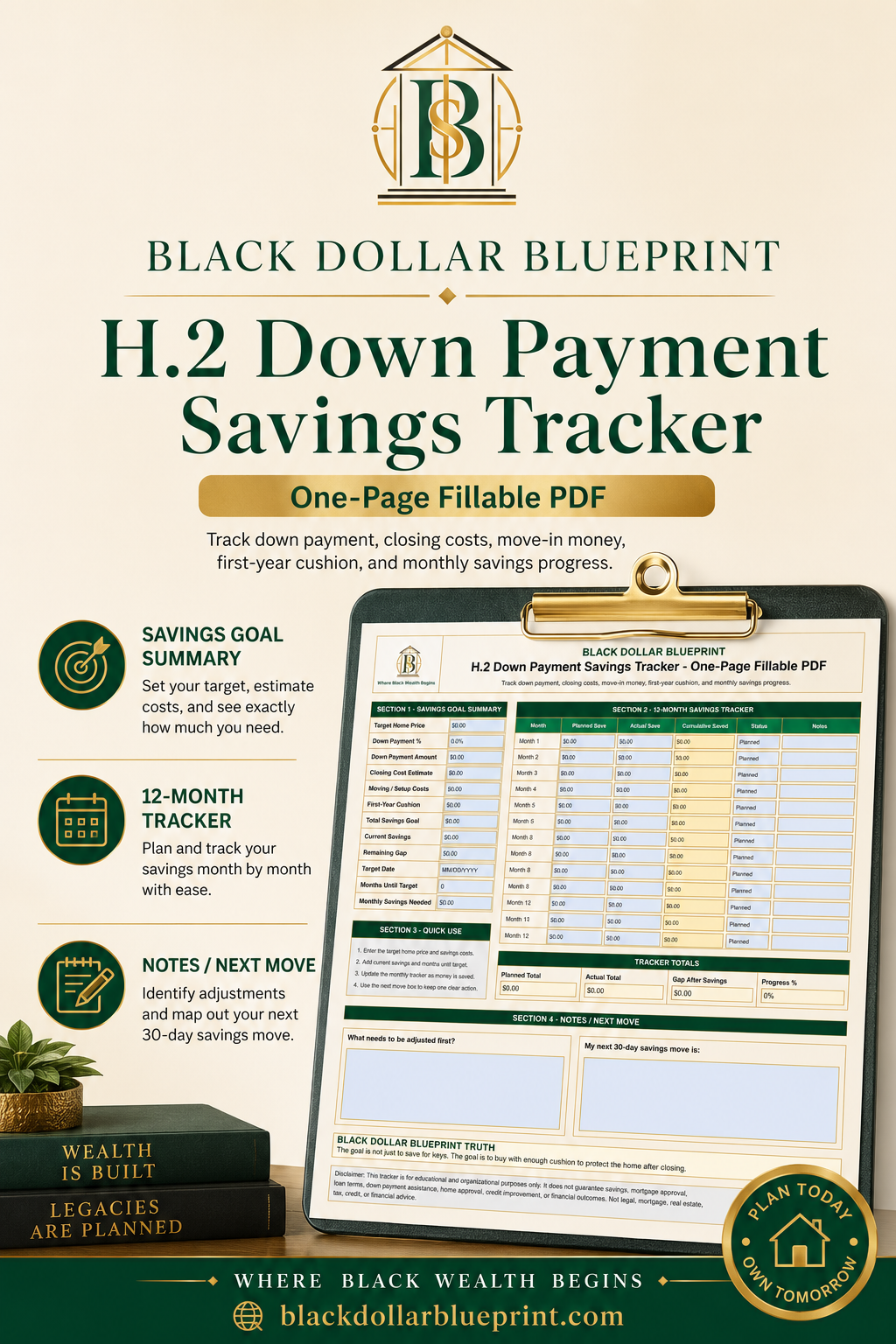 H.2 Down Payment Savings Tracker — One-Page Fillable PDF23