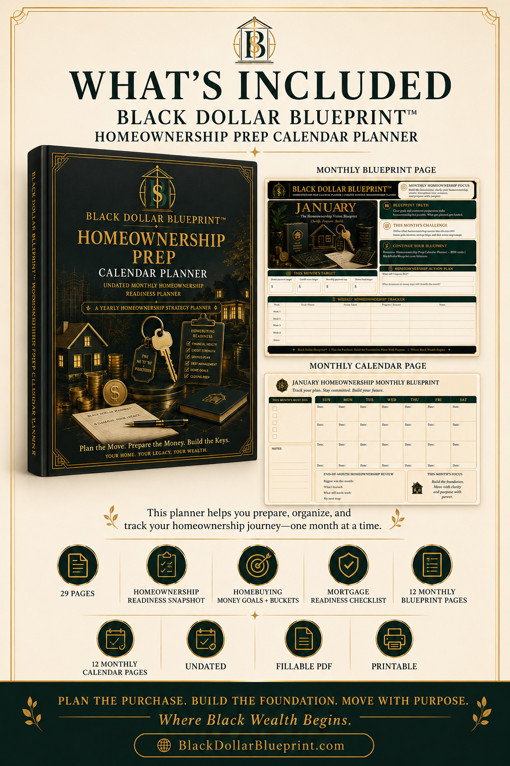 Black Dollar Blueprint™ Homeownership Prep Calendar Planner