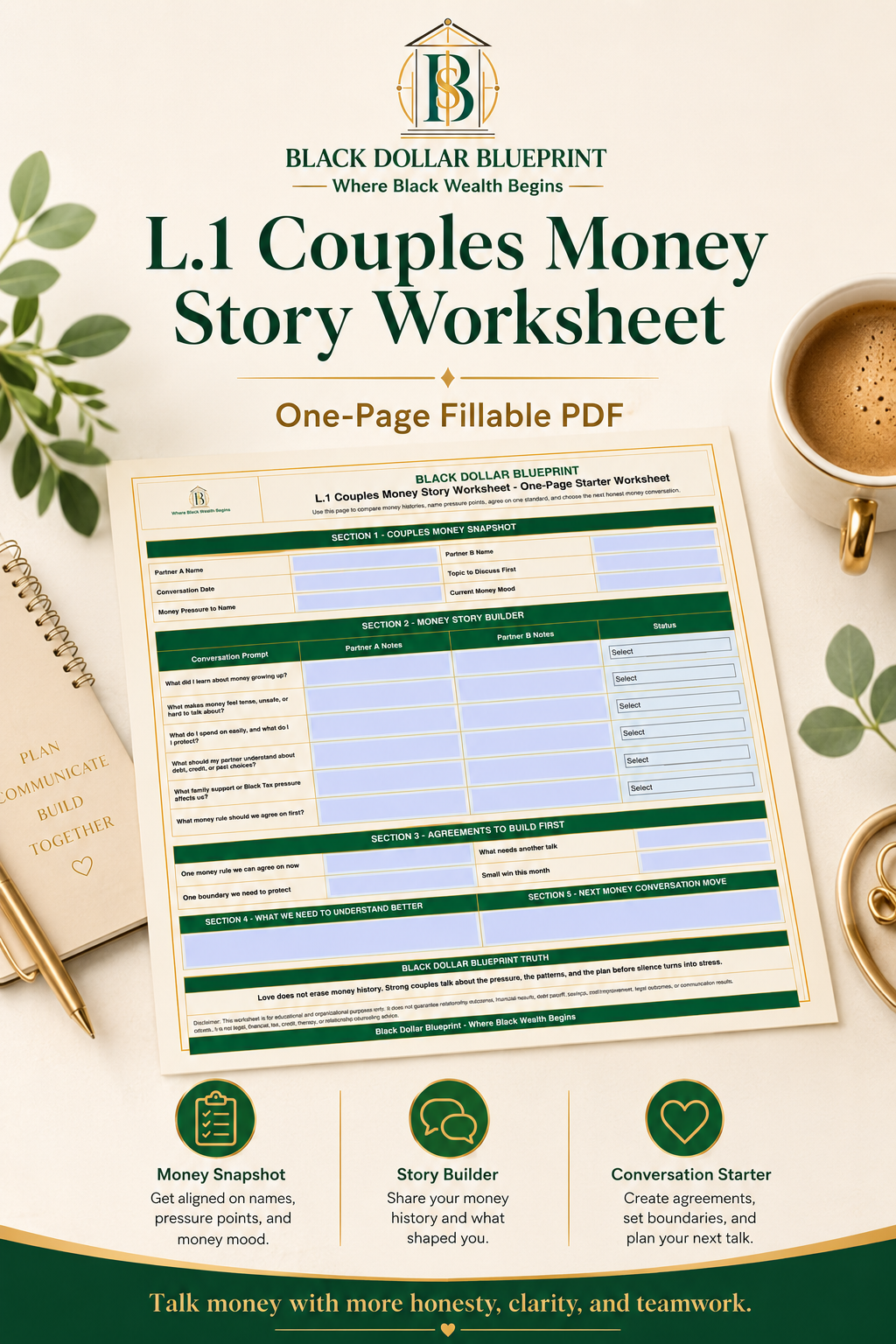 L.1 Couples Money Story Worksheet — One-Page Fillable PDF
