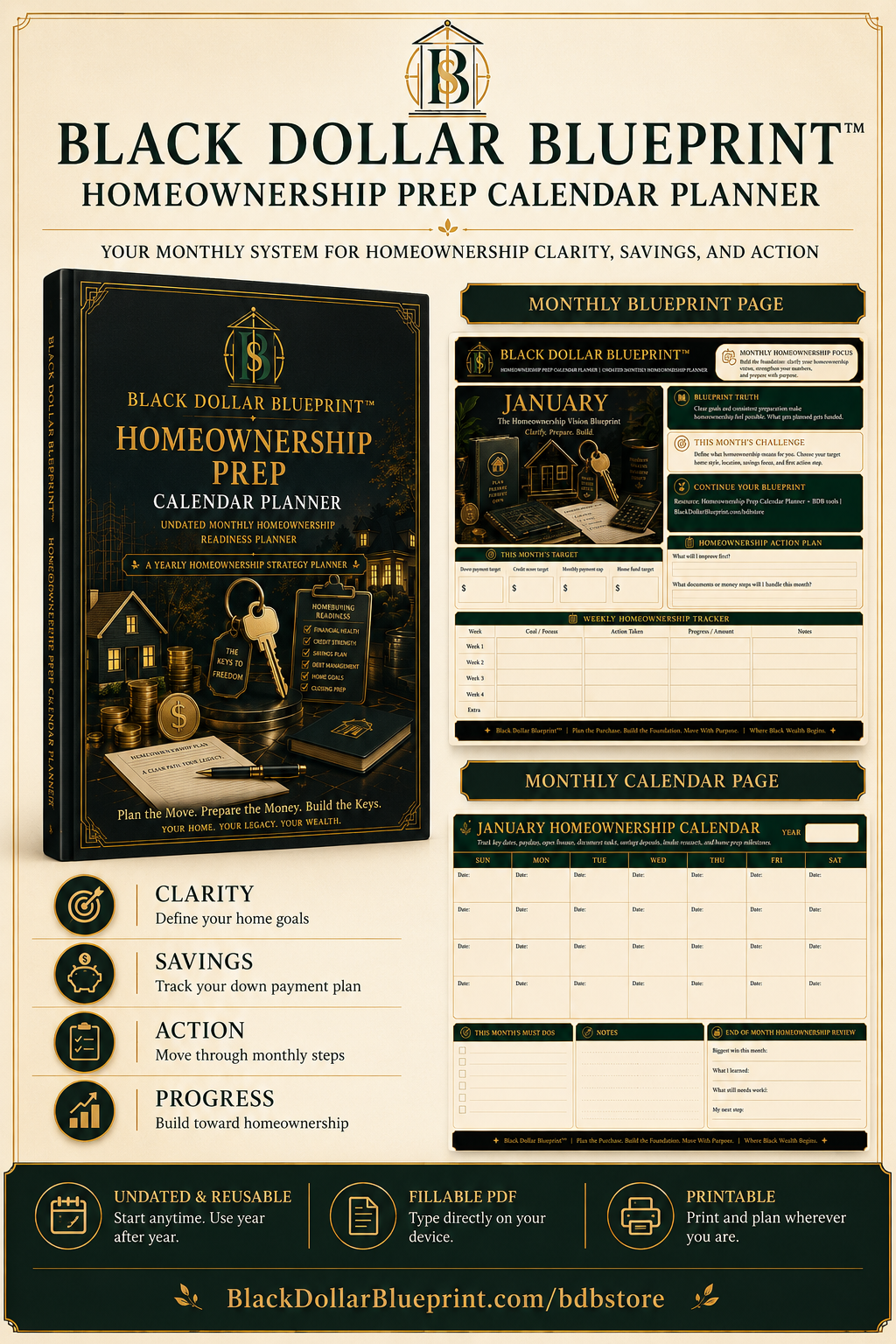 Black Dollar Blueprint™ Homeownership Prep Calendar Planner 2
