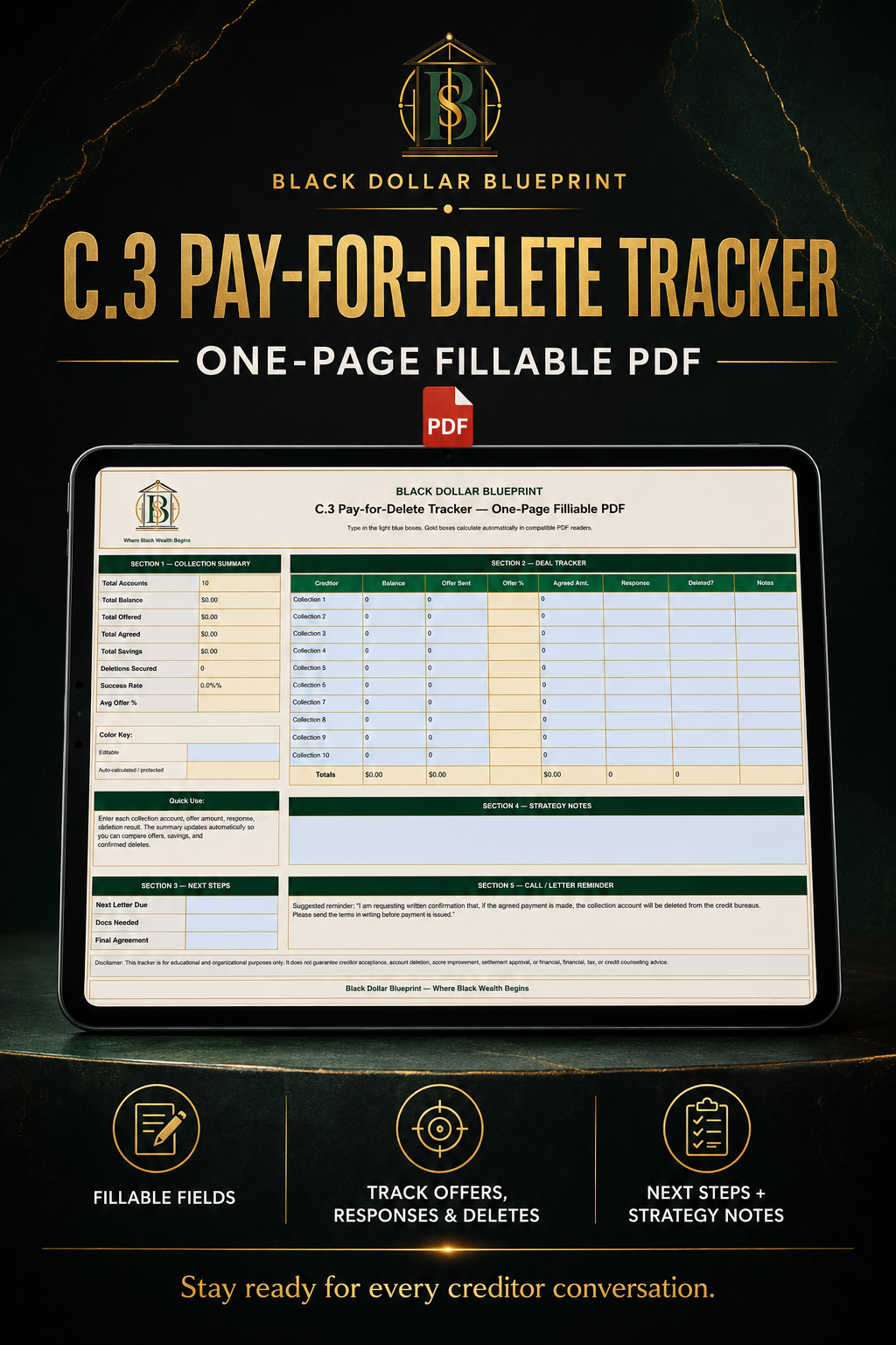 C.3 Pay-for-Delete Tracker — One-Page Fillable PDF