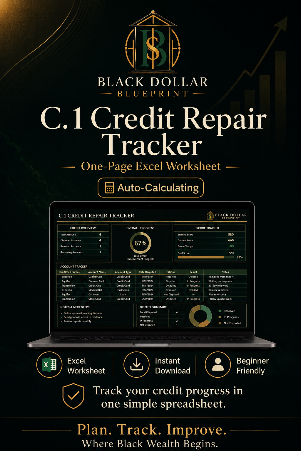 C.1 Credit Repair Tracker — Excel Worksheet