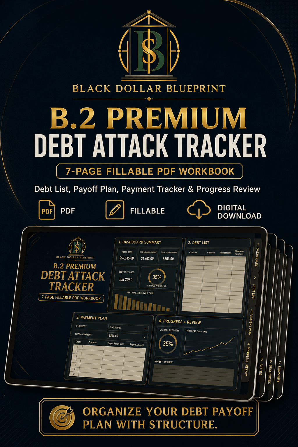 B.2 Premium Debt Attack Tracker — Fillable PDF Workbook 2