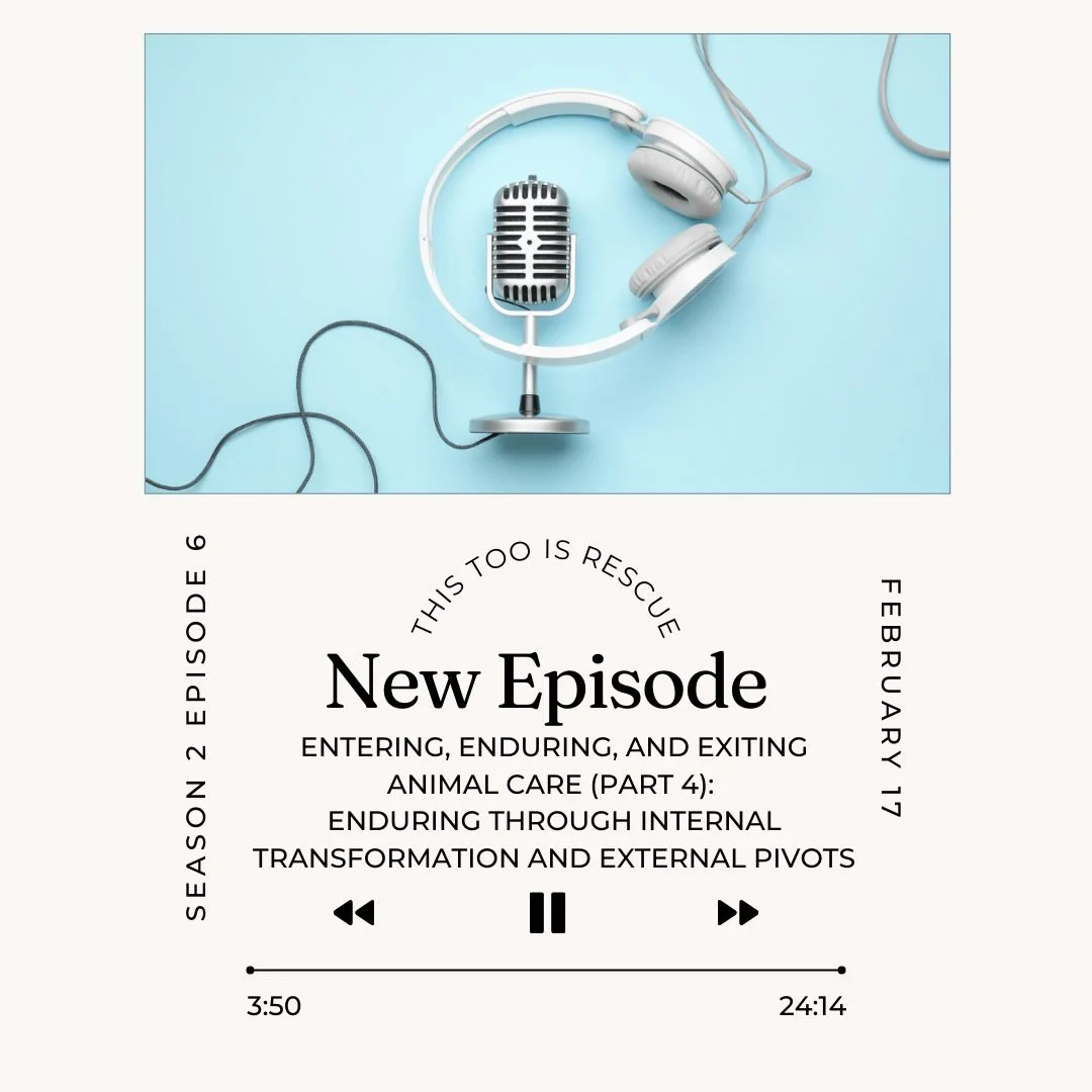 In the enduring phase of animal care work, you might find yourself at a crossroads.

🎙️ In this week's episode, we talk about two types of liminal spaces while enduring:

Internal transformation: Learning new skills, setting boundaries, doing healin
