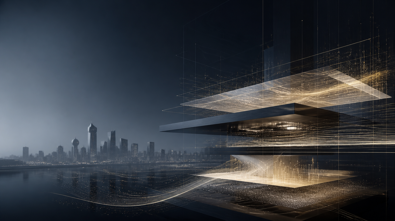 Connected technology architecture over the Dallas skyline