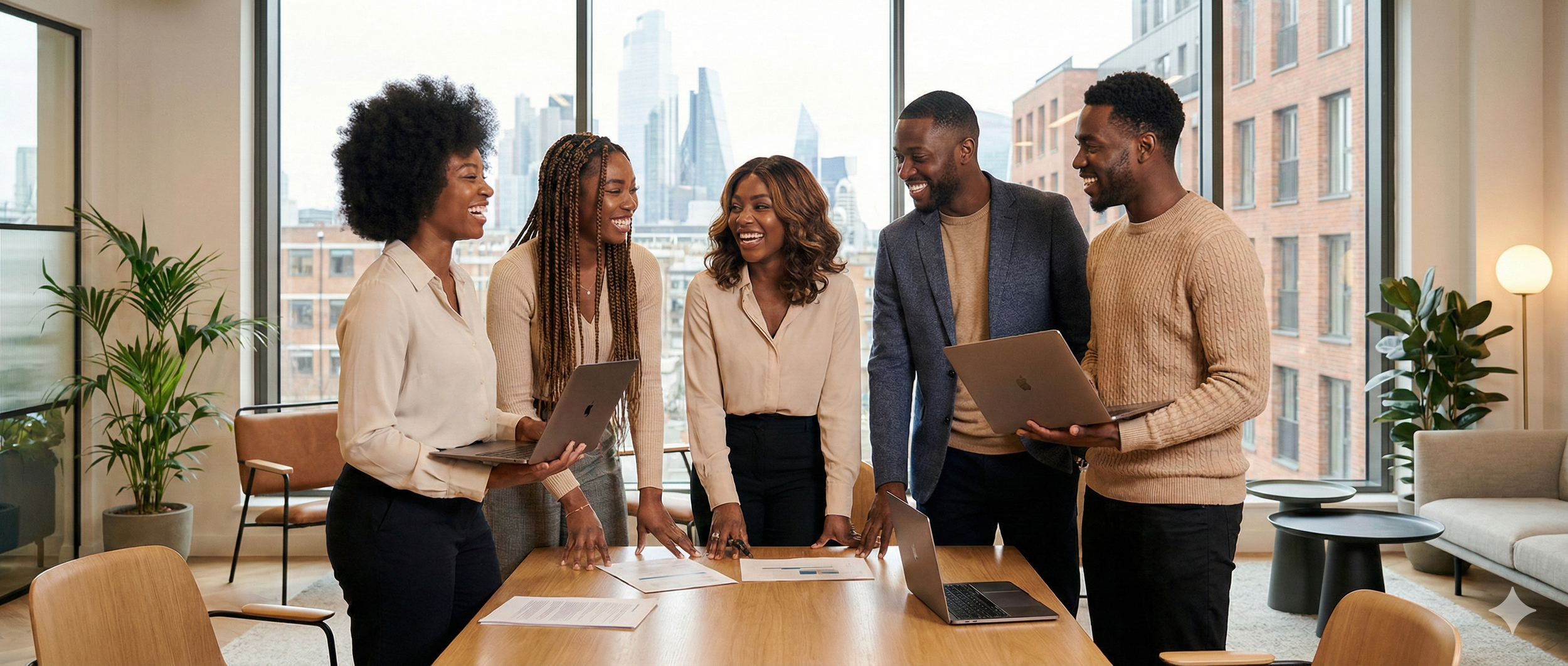 A group black entrepreneurs working together.