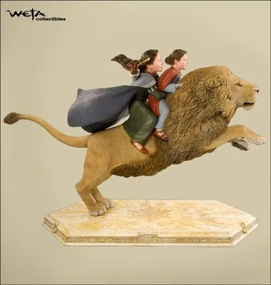 SIDESHOW NARNIA girls on aslan