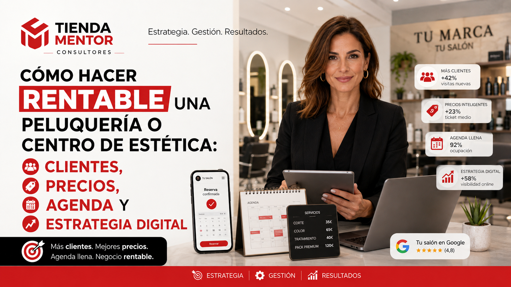 Cómo hacer rentable una peluquería o centro de estética: clientes, precios, agenda y estrategia digital.