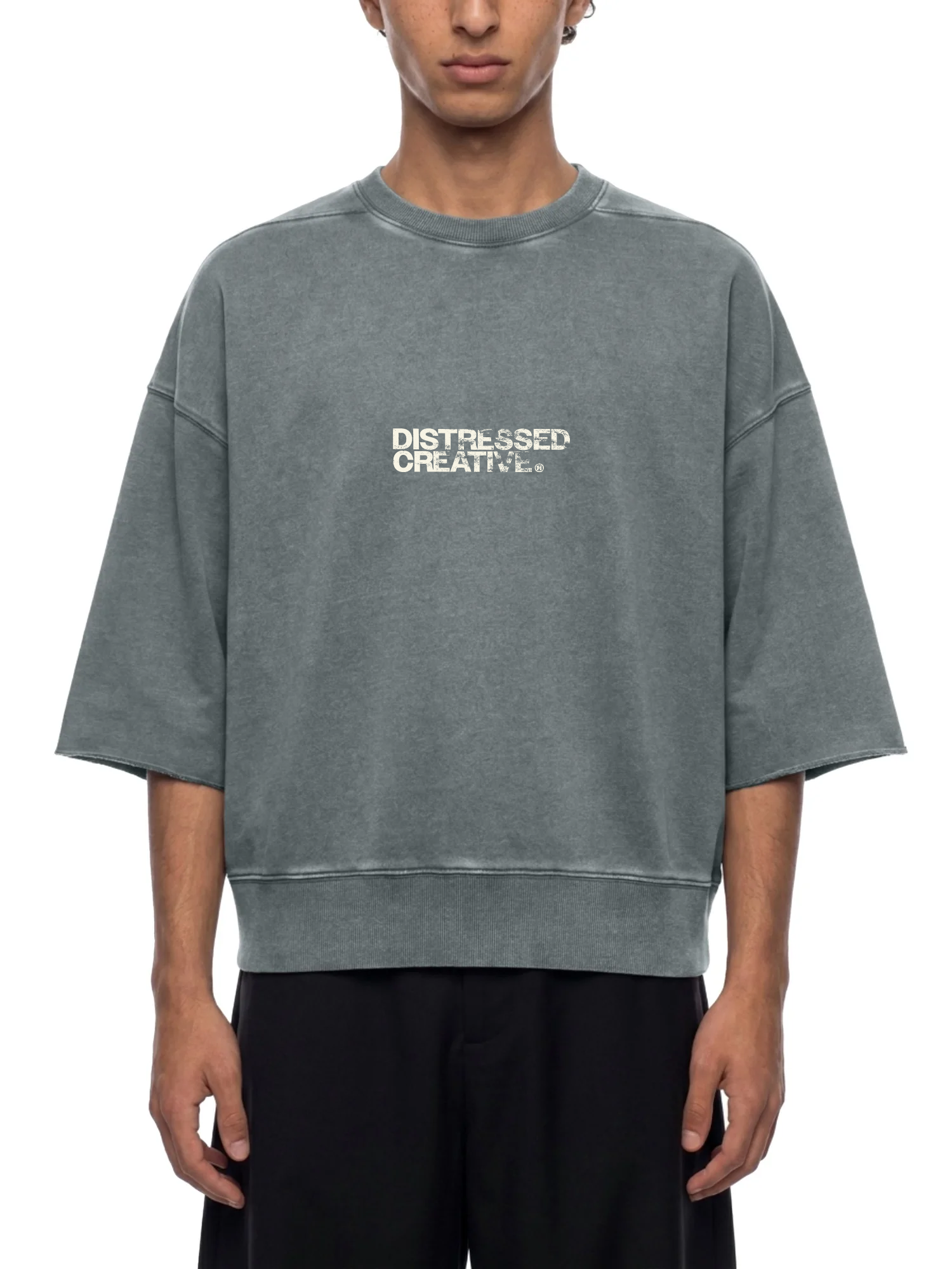 Unisex Mineral Wash Boxy Raw Edge T-Shirt