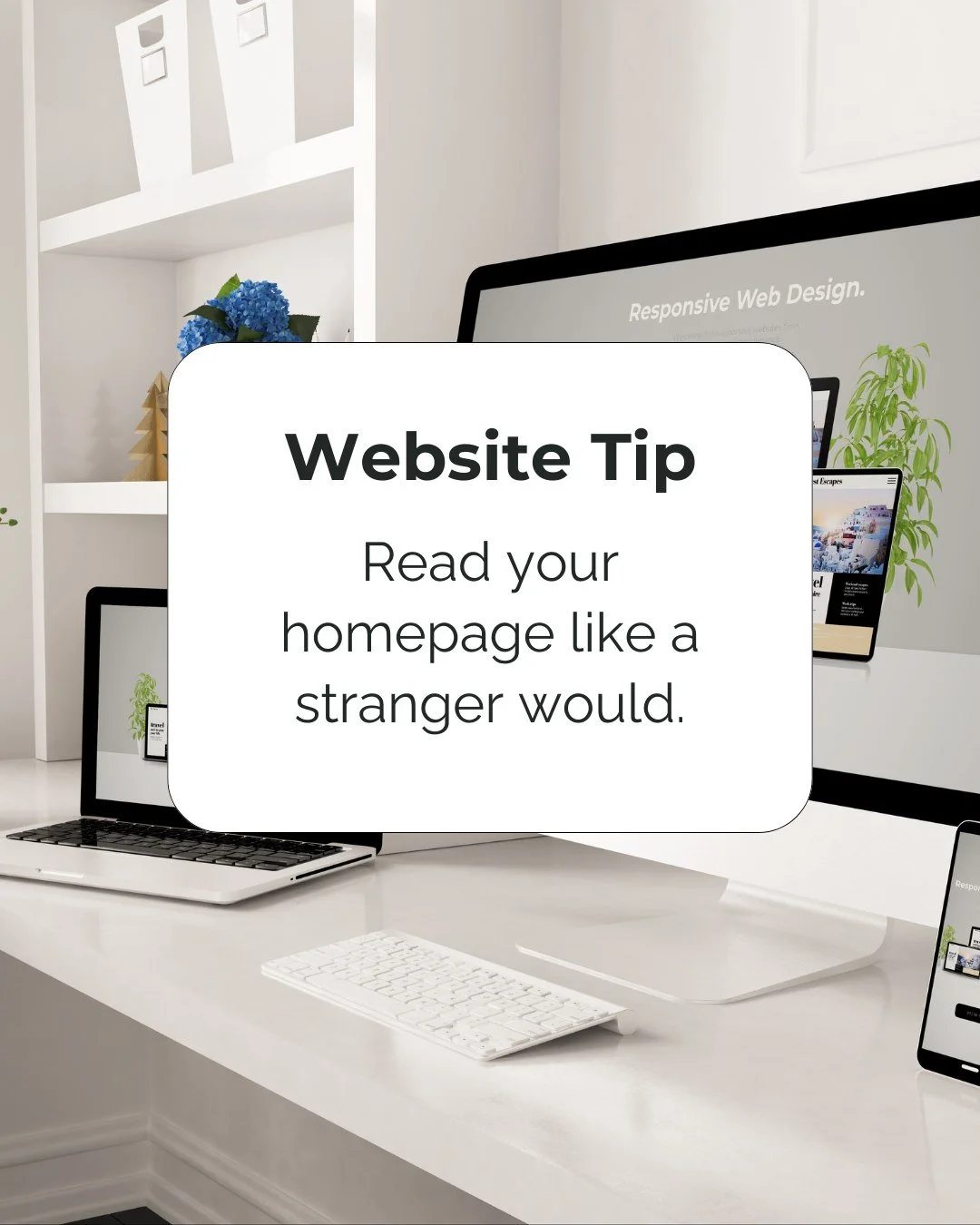 Website tip: read your homepage like a stranger would.

Not like someone who already knows you, knows your services, and has heard you talk about your work. Like someone who just got referred to you and landed on your site cold.

Can they tell within