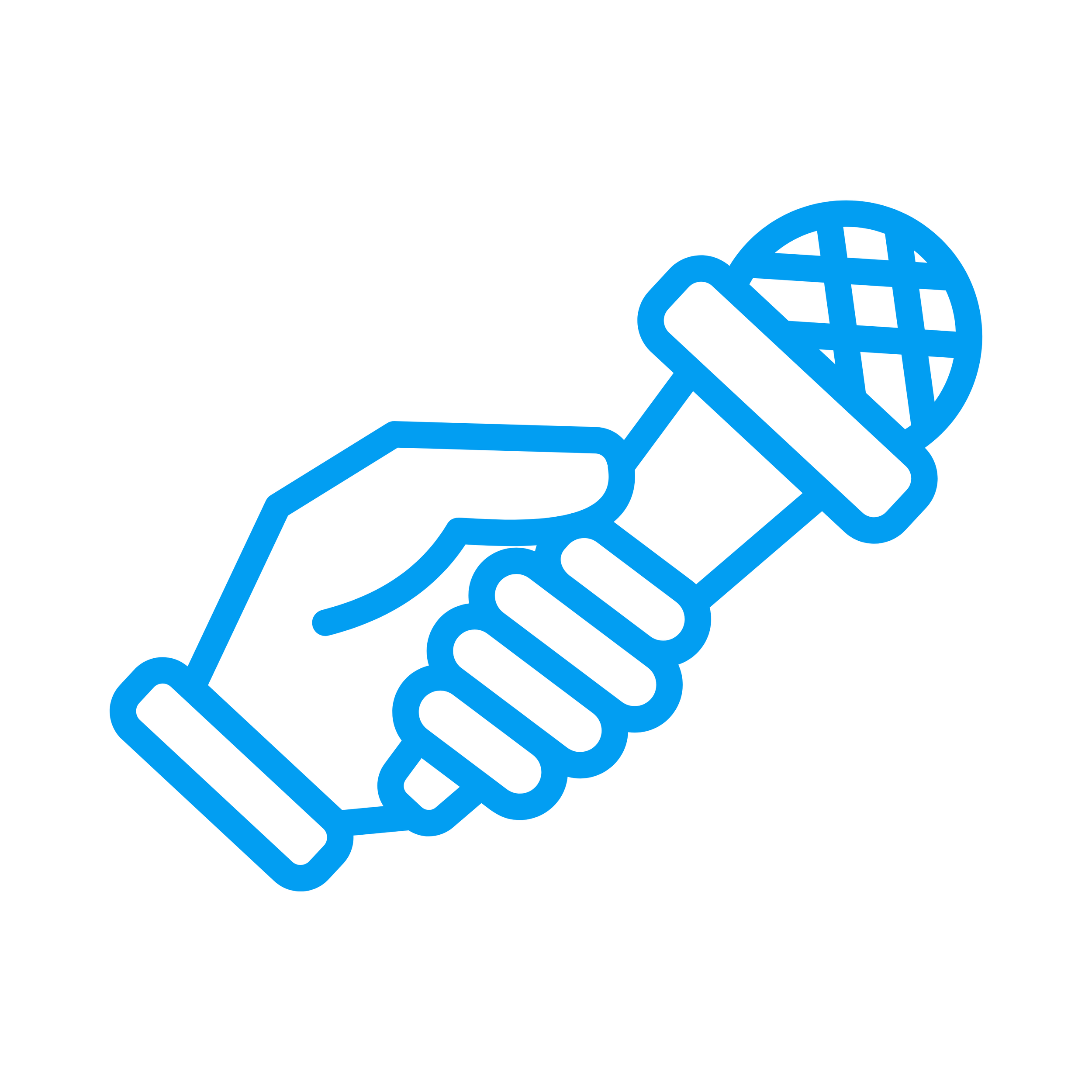 Microphone and handshake icon representing interviews, collaborations, and speaking opportunities