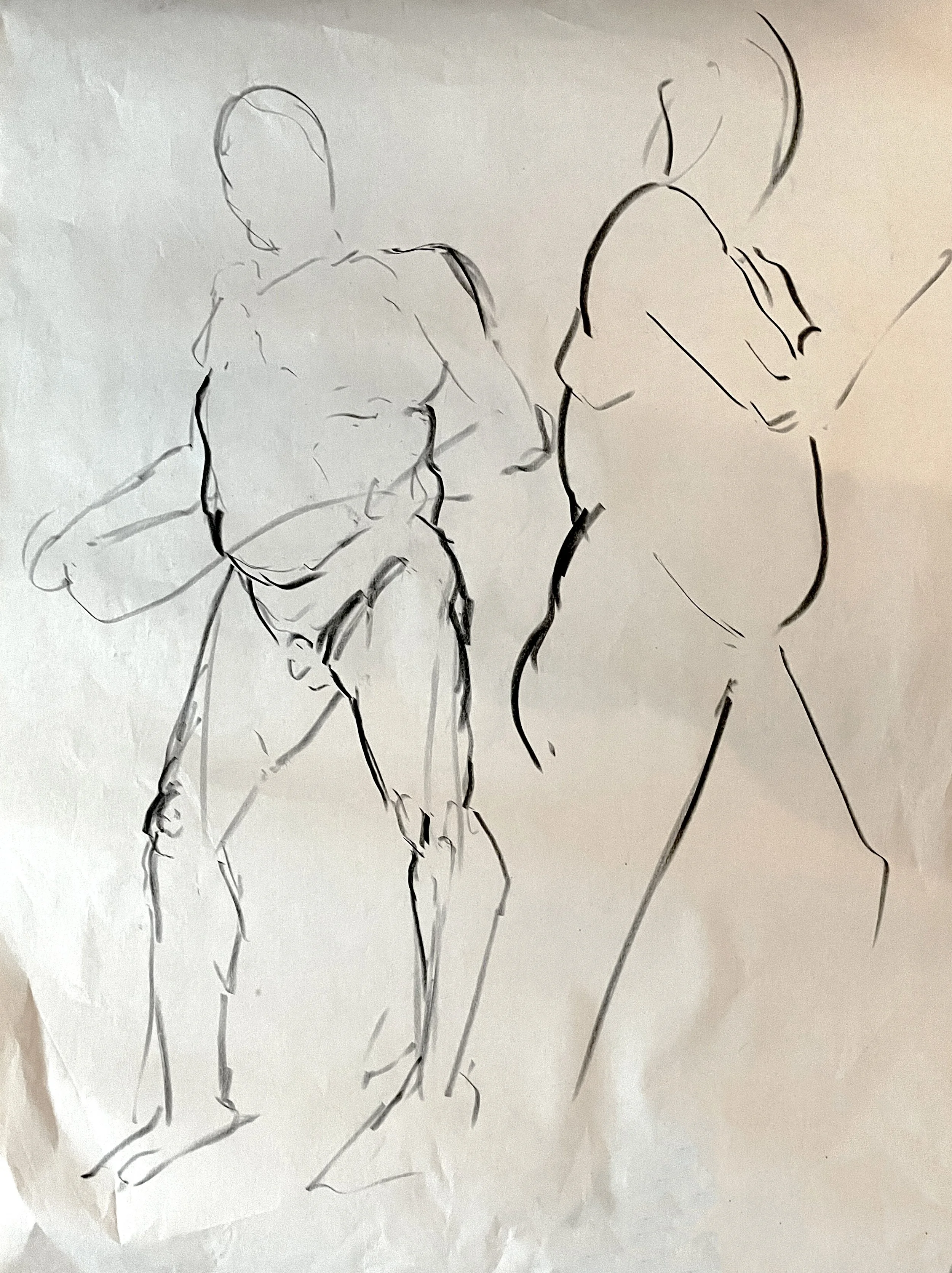 5 min and 1 min Figure Drawing Exercises, 24''x36,'' Conté Crayon, 2021