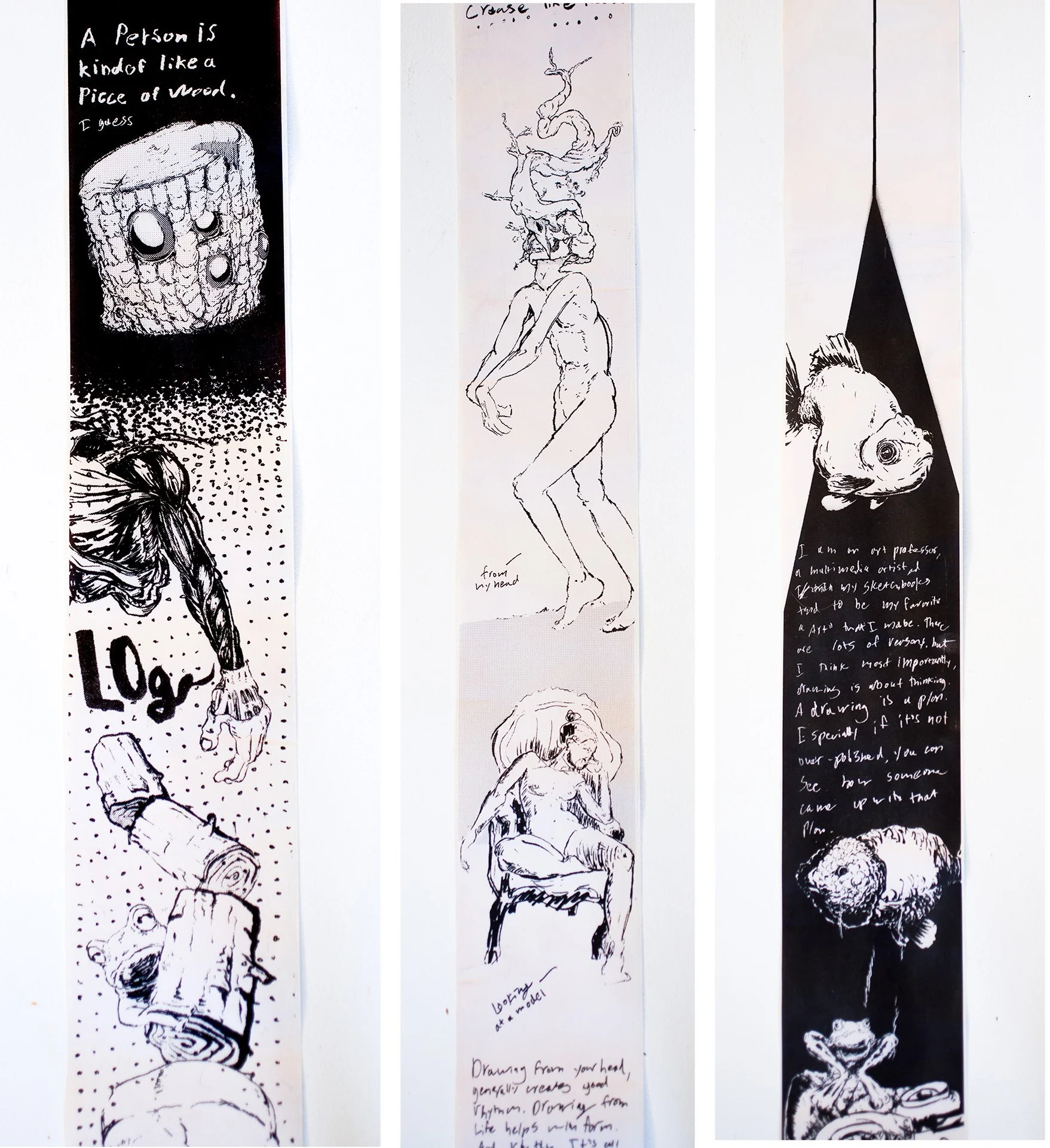 'How to Draw' Zine(Excerpt), 3.5''x135,'' Thermal Print(Receipt Paper), 2022