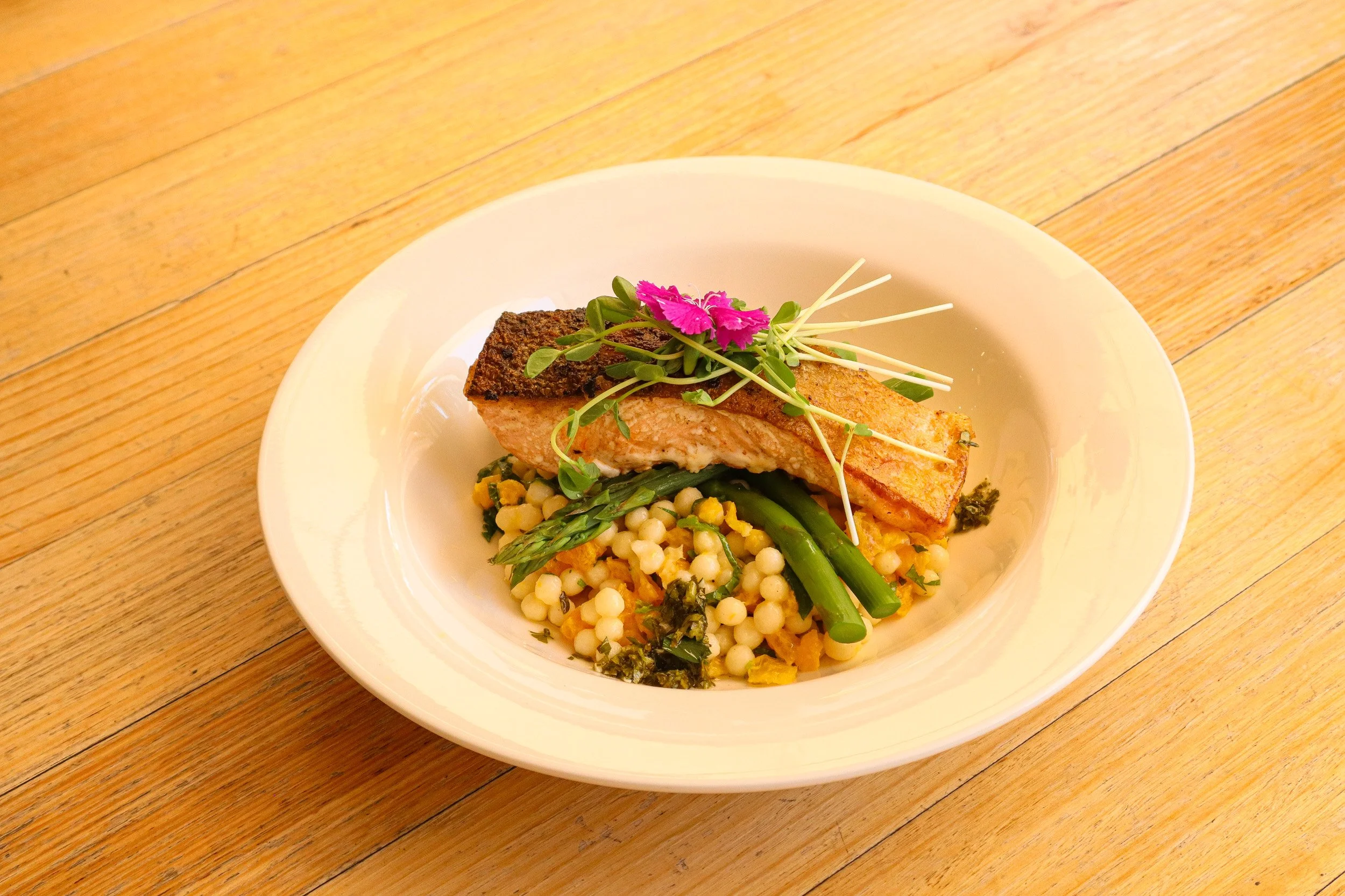 Third Rail Cafe Waverton salmon rissotto and asparagus