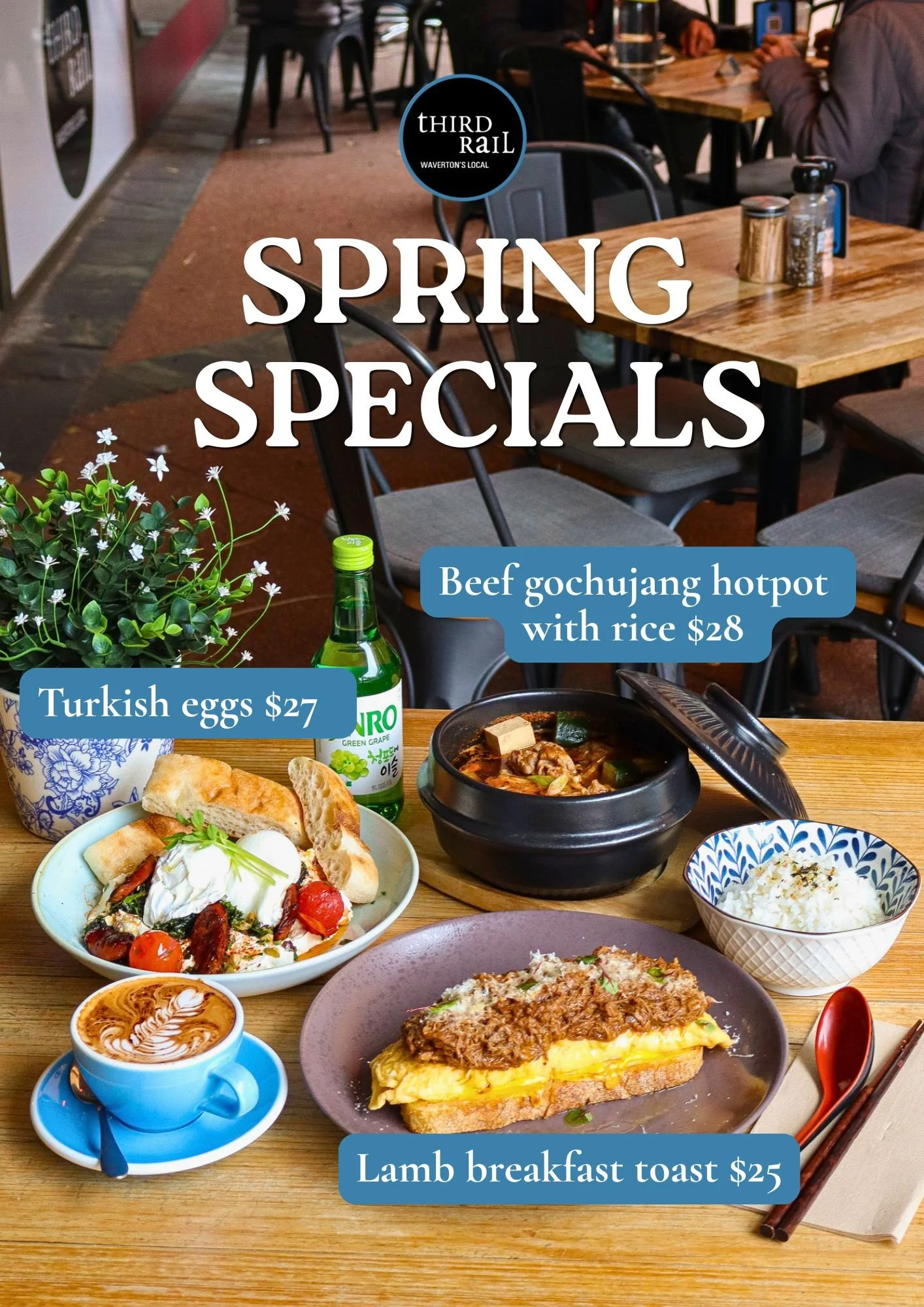 Seasonal spring cafe menu in waverton sydney