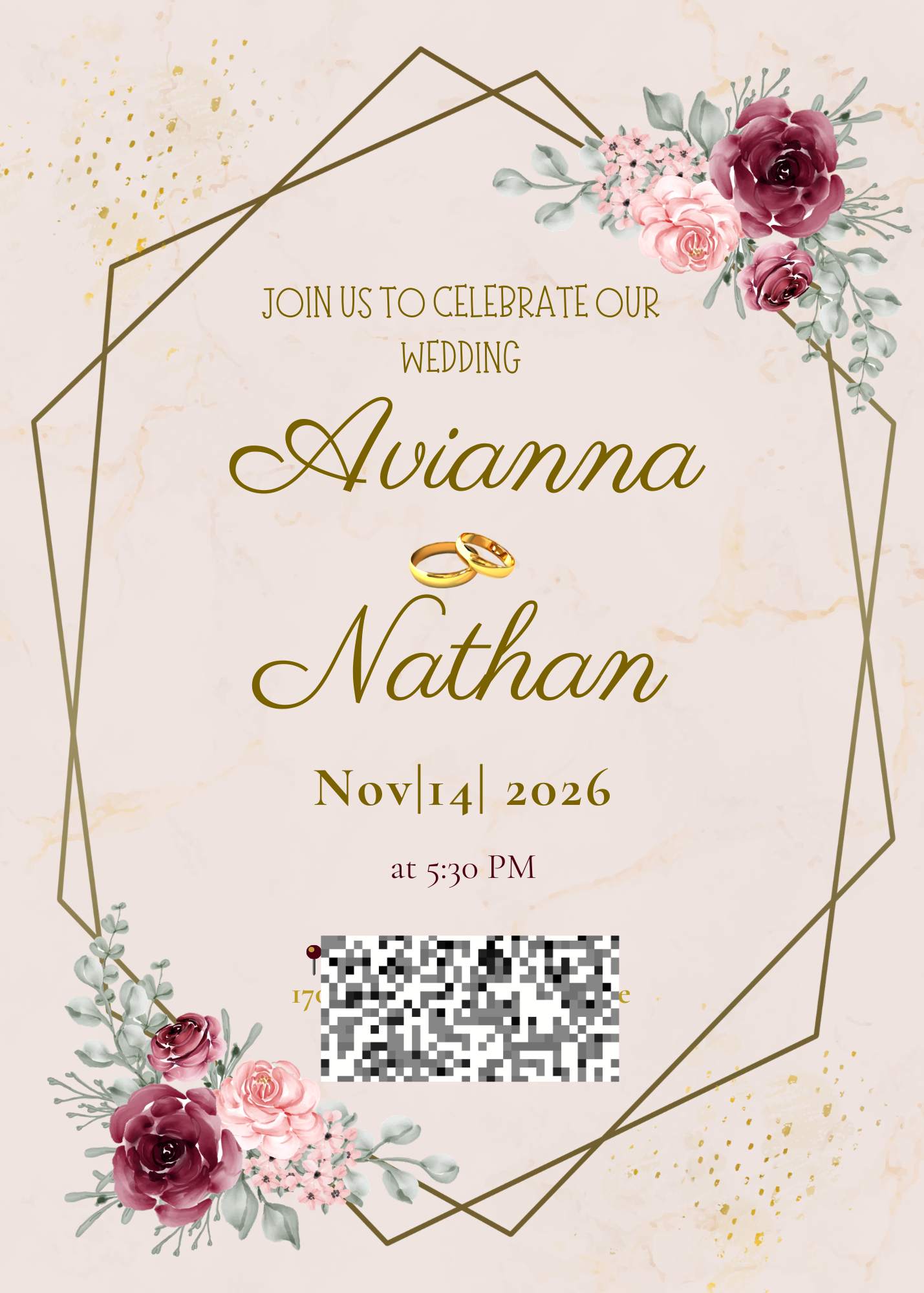 Simple Wedding Invitation Design done in South Florida. Wedding Reception in Guyana