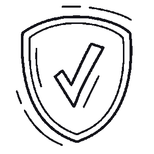 A shield icon with a checkmark inside it.